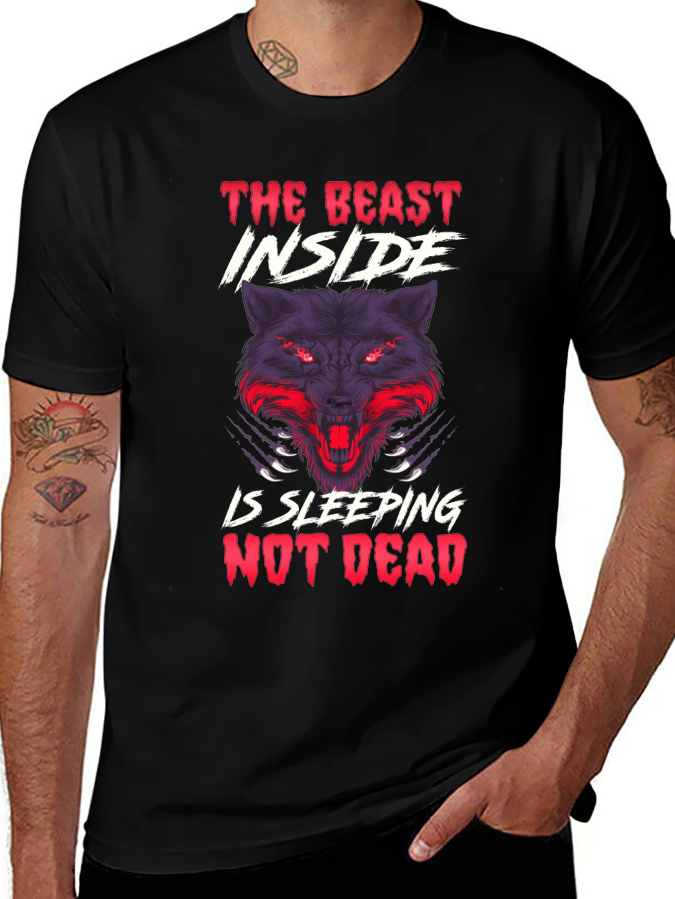 The Beast Inside Wolf Graphic Mens T-Shirt