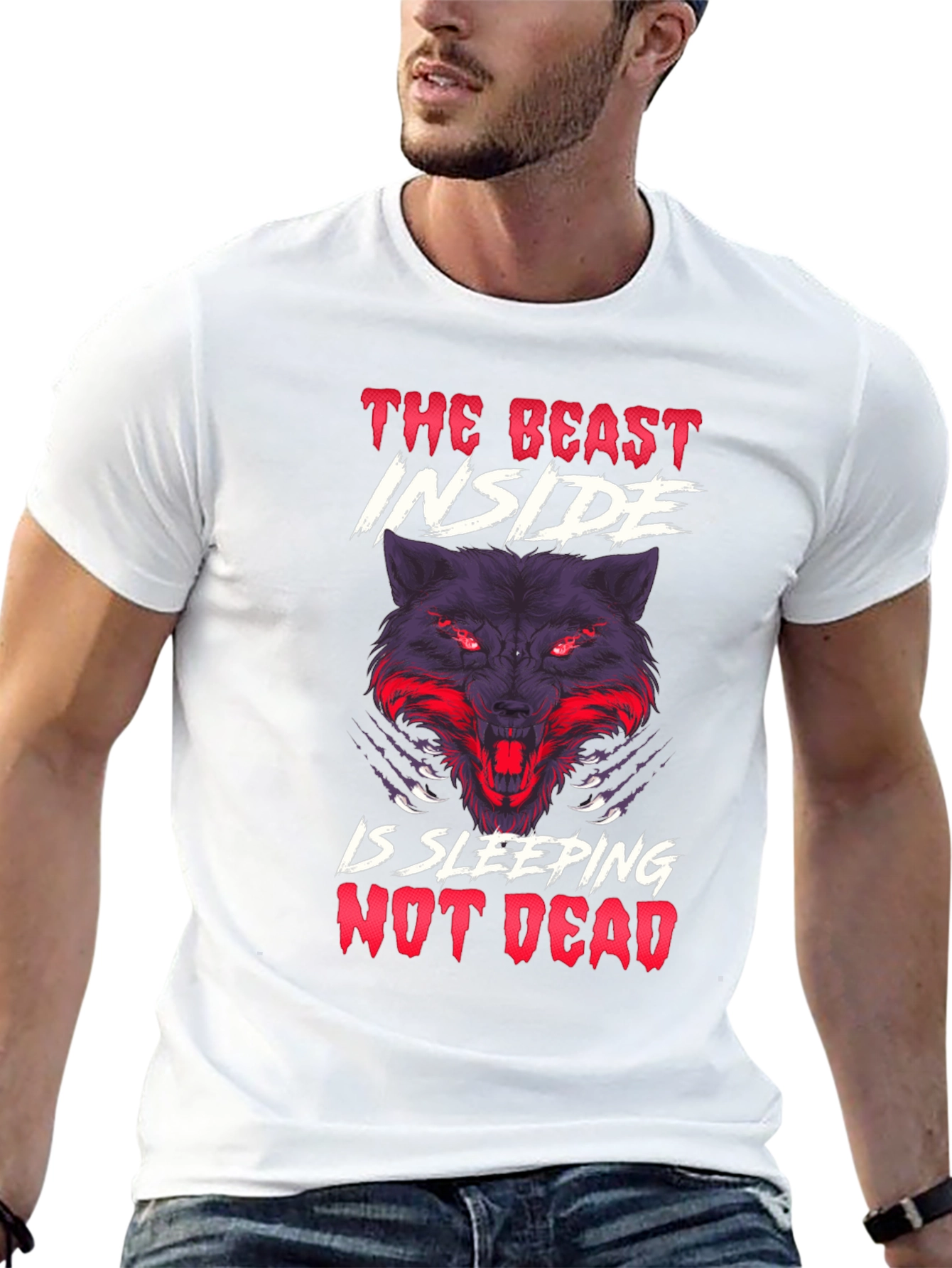 The Beast Inside Wolf Graphic Mens T-Shirt