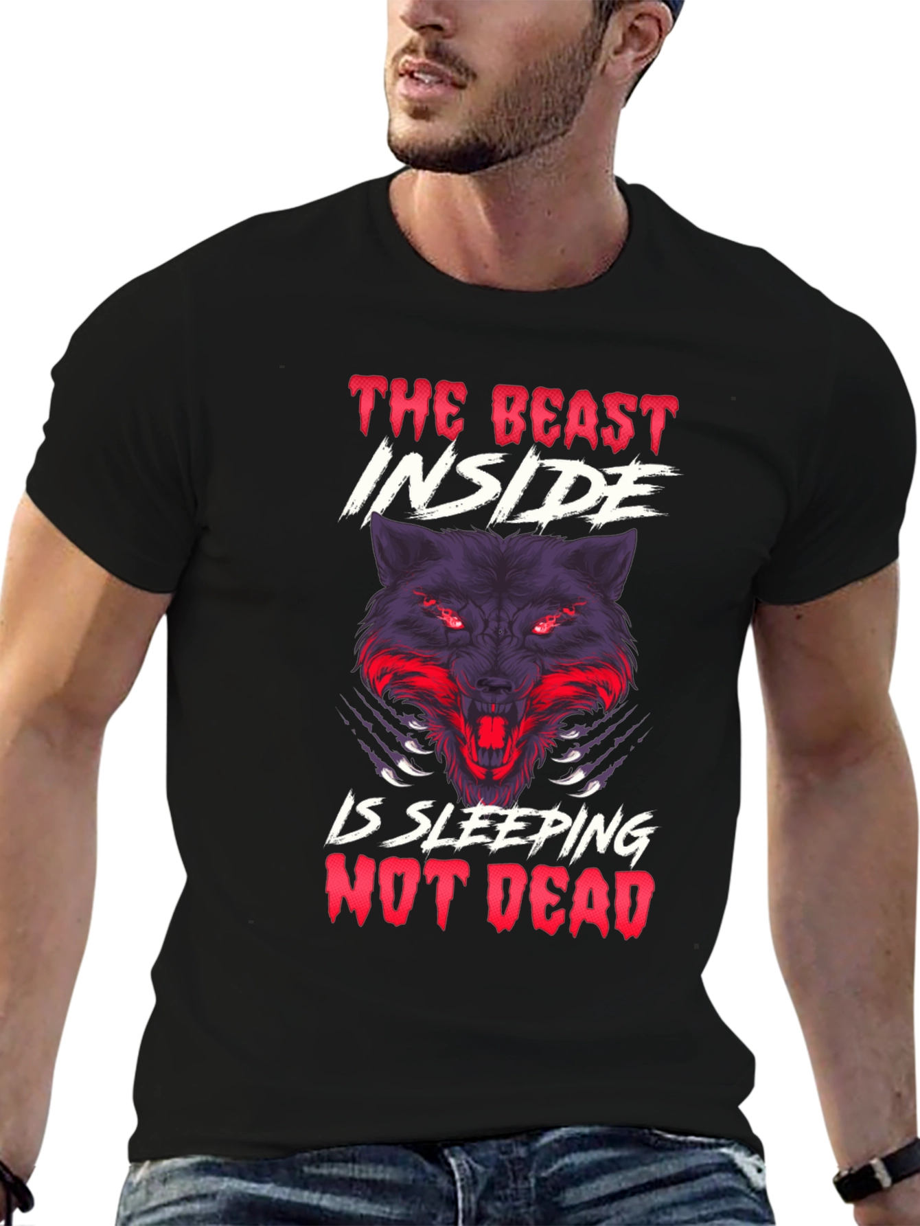 The Beast Inside Wolf Graphic Mens T-Shirt