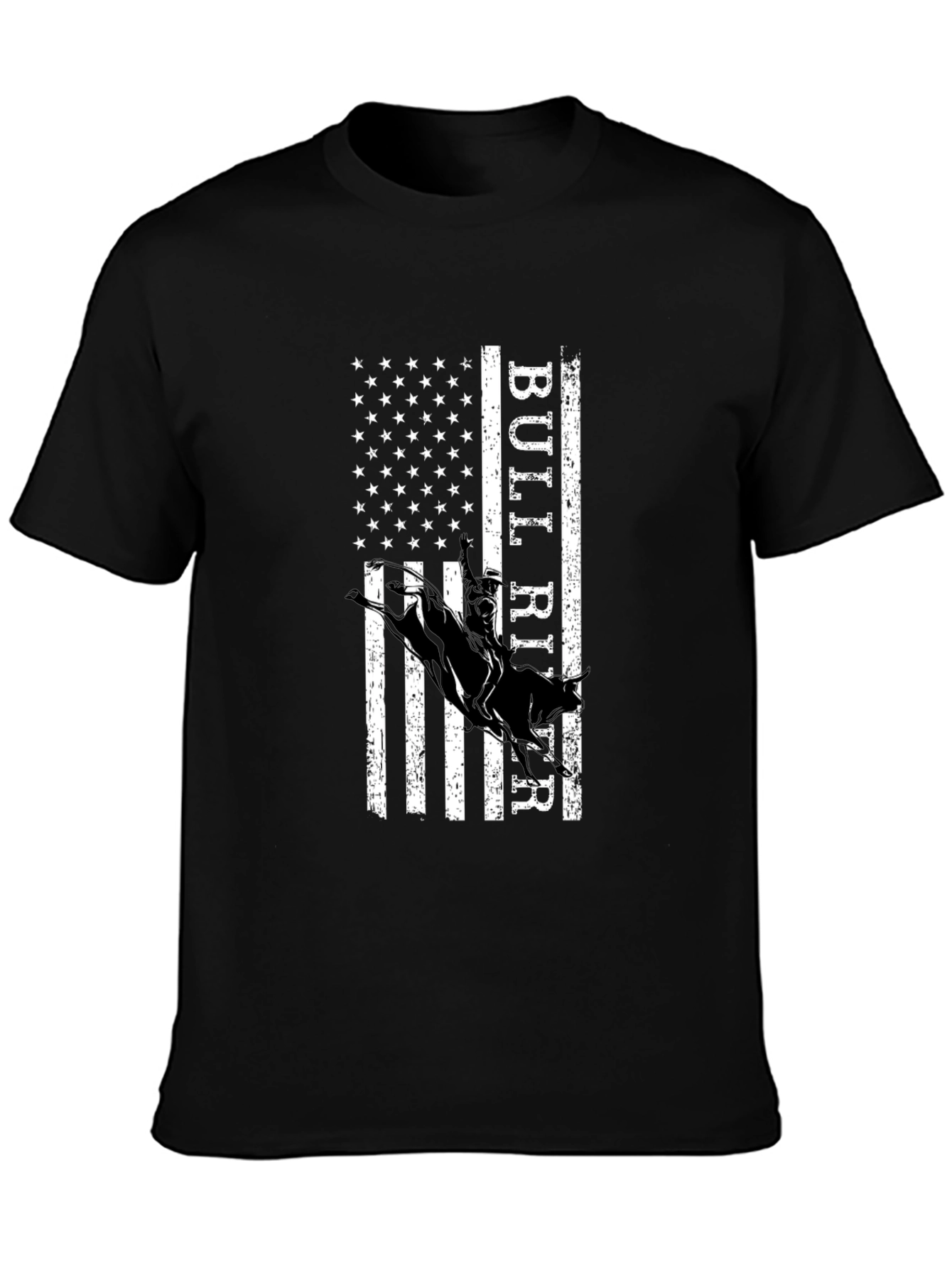 Bull Rider American Flag Graphic T-Shirt