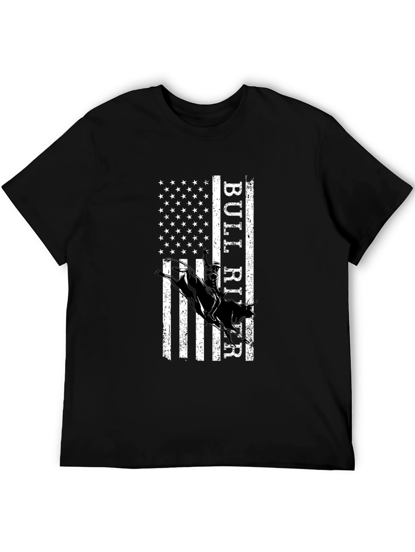 Bull Rider American Flag Graphic T-Shirt
