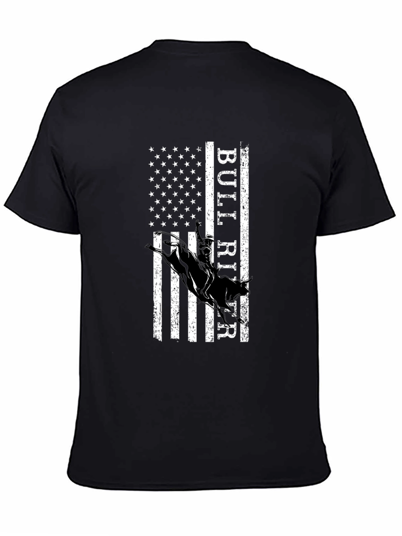 Bull Rider American Flag Graphic T-Shirt