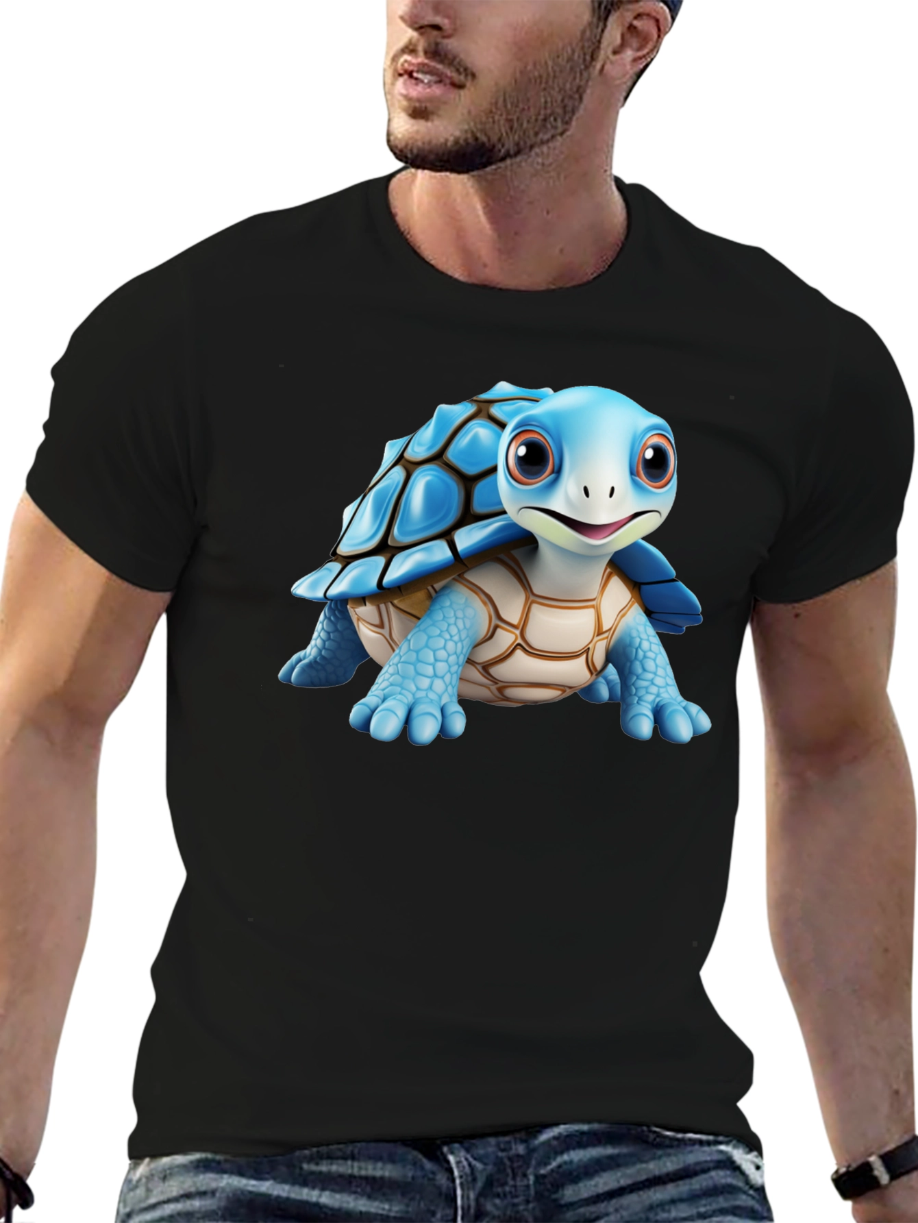 Cute Turtle Graphic T-Shirt - Black Unisex Tee
