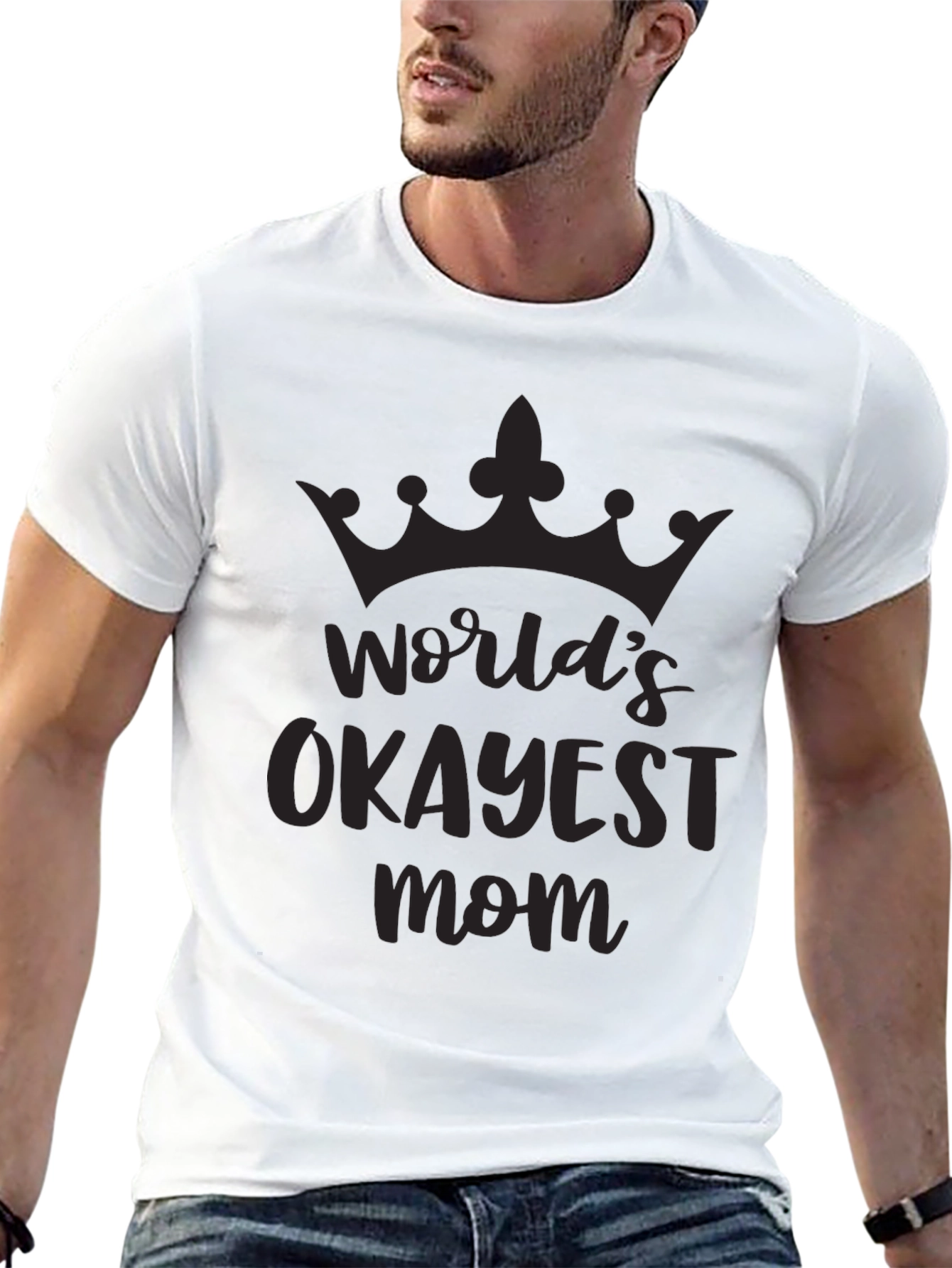 Worlds Okayest Mom - Black T-Shirt