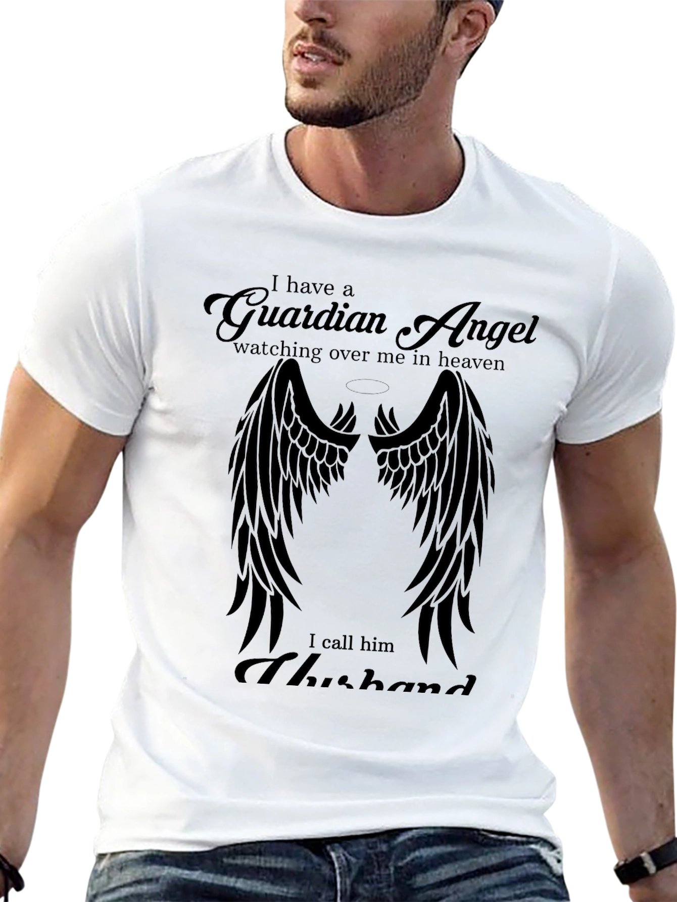 Guardian Angel Husband Memorial T-Shirt
