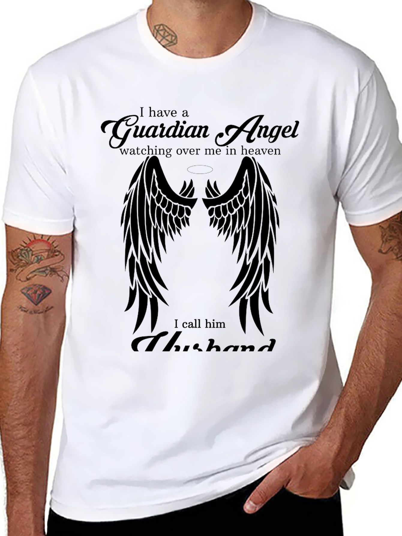 Guardian Angel Husband Memorial T-Shirt