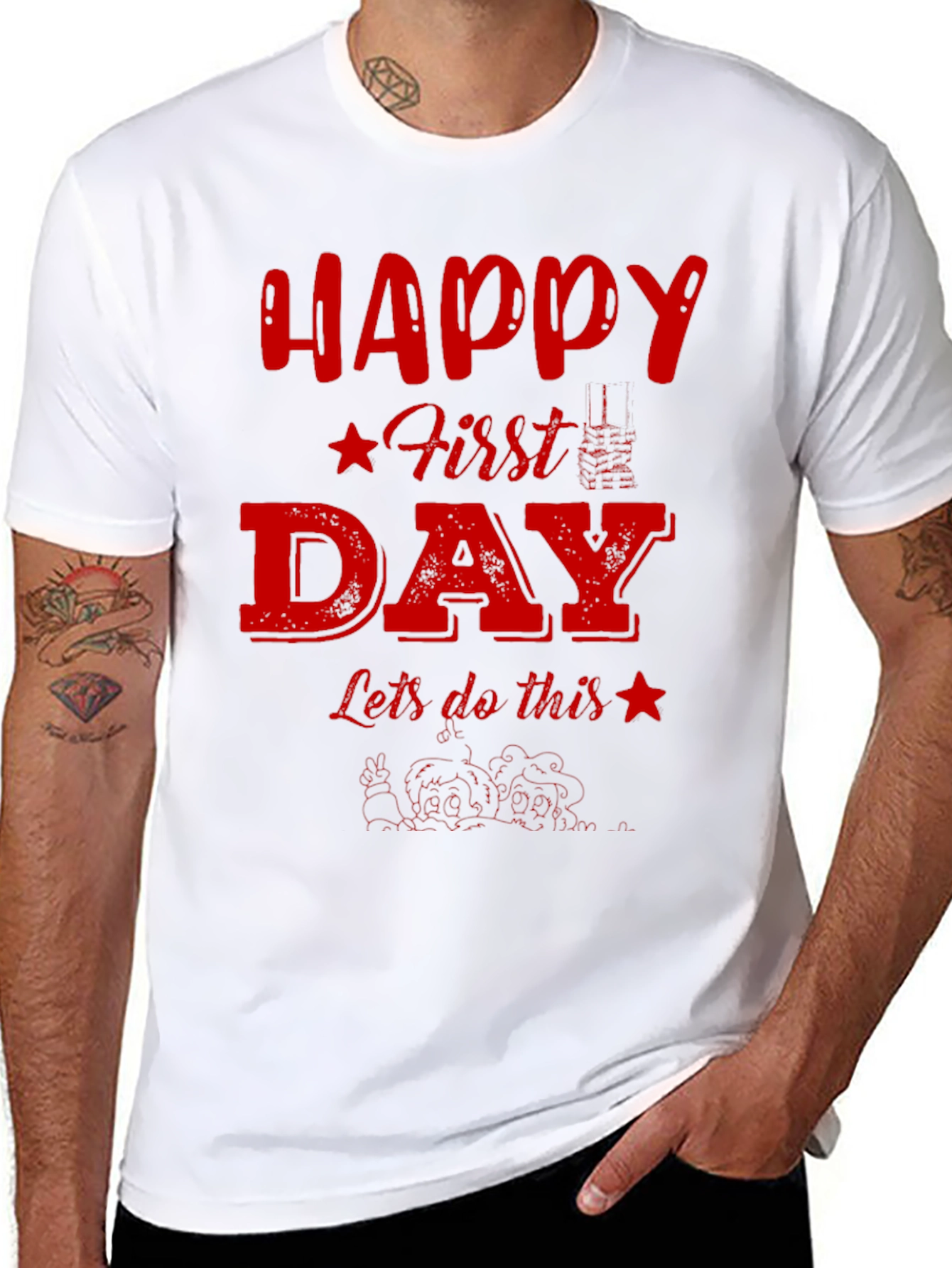 Happy First Day Graphic Tee - Black