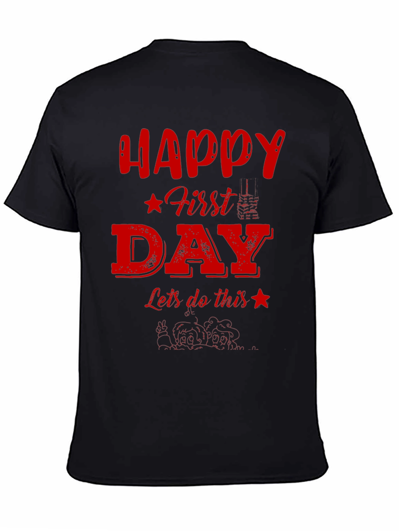 Happy First Day Graphic Tee - Black