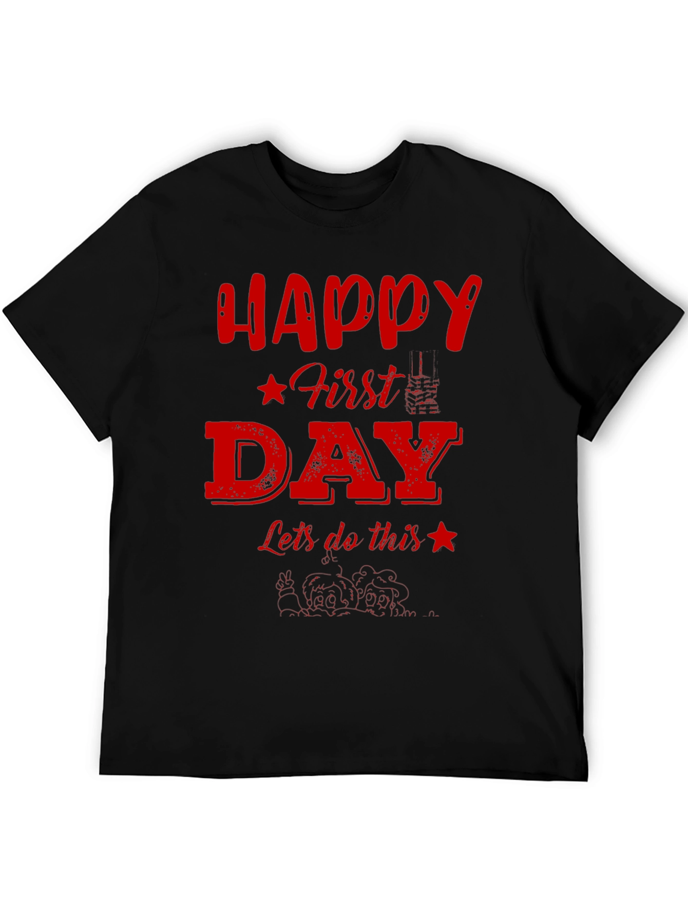 Happy First Day Graphic Tee - Black