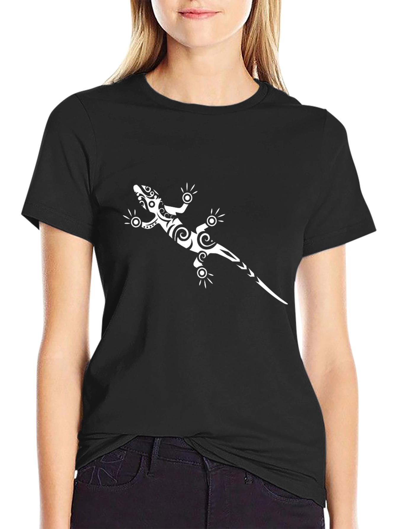 Black T-Shirt with Gecko Graphic Tee