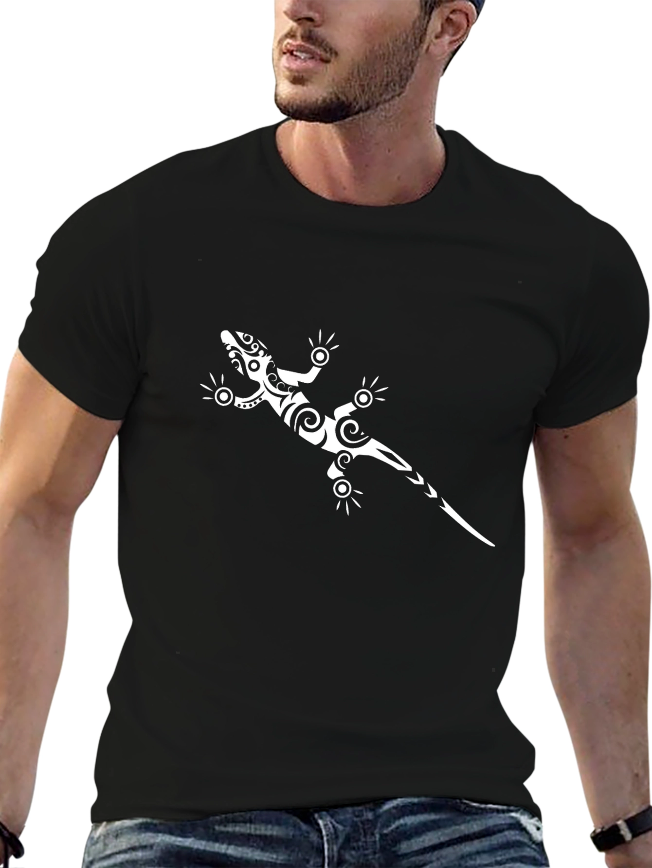 Black T-Shirt with Gecko Graphic Tee
