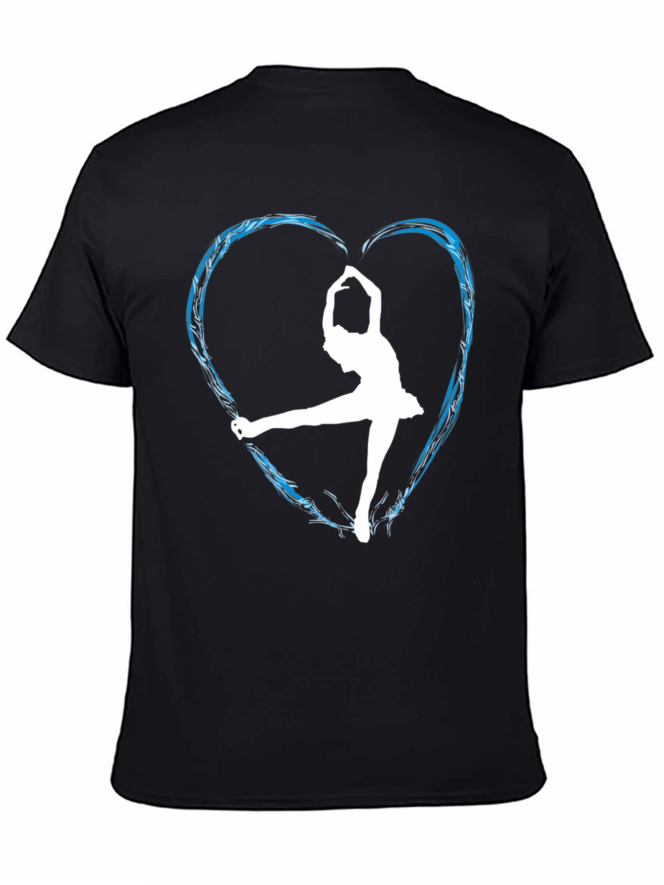 Ice Skating Heart Graphic Tee - Black Unisex Shirt