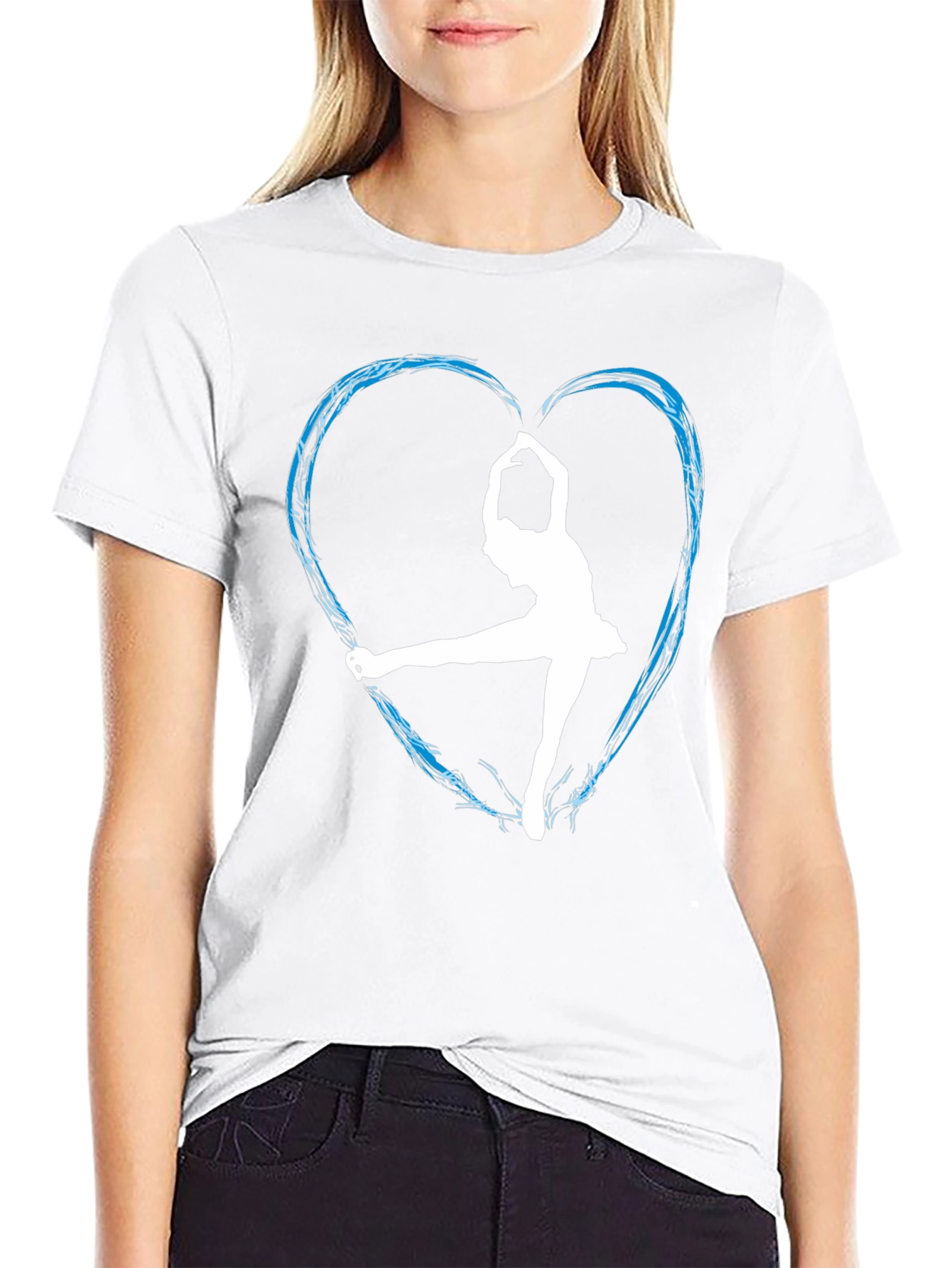 Ice Skating Heart Graphic Tee - Black Unisex Shirt