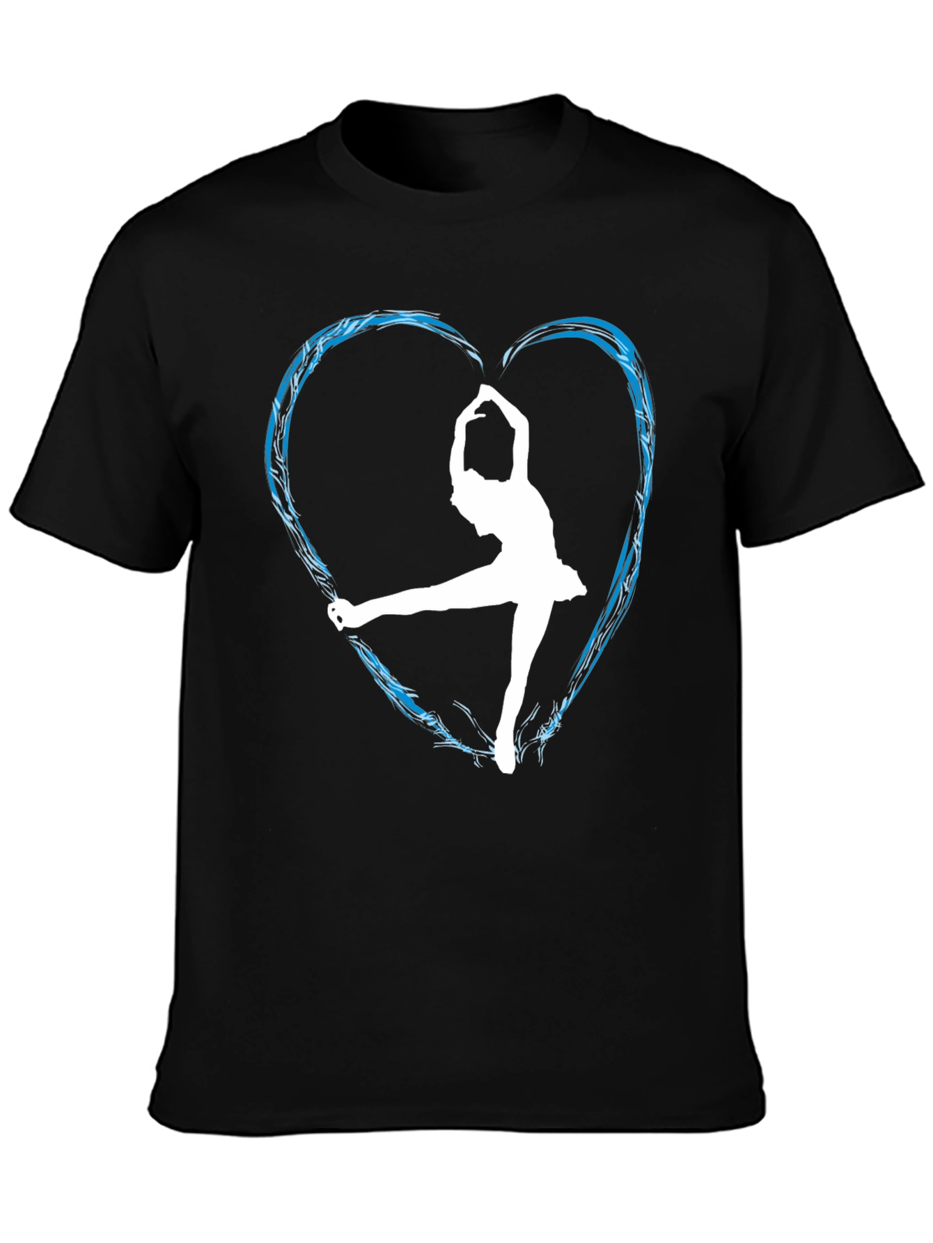 Ice Skating Heart Graphic Tee - Black Unisex Shirt