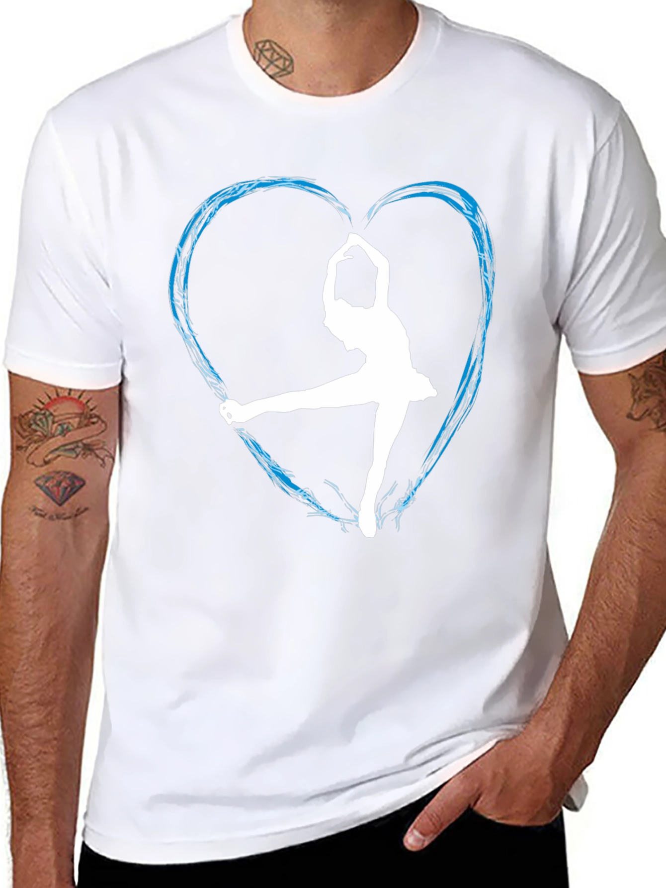 Ice Skating Heart Graphic Tee - Black Unisex Shirt