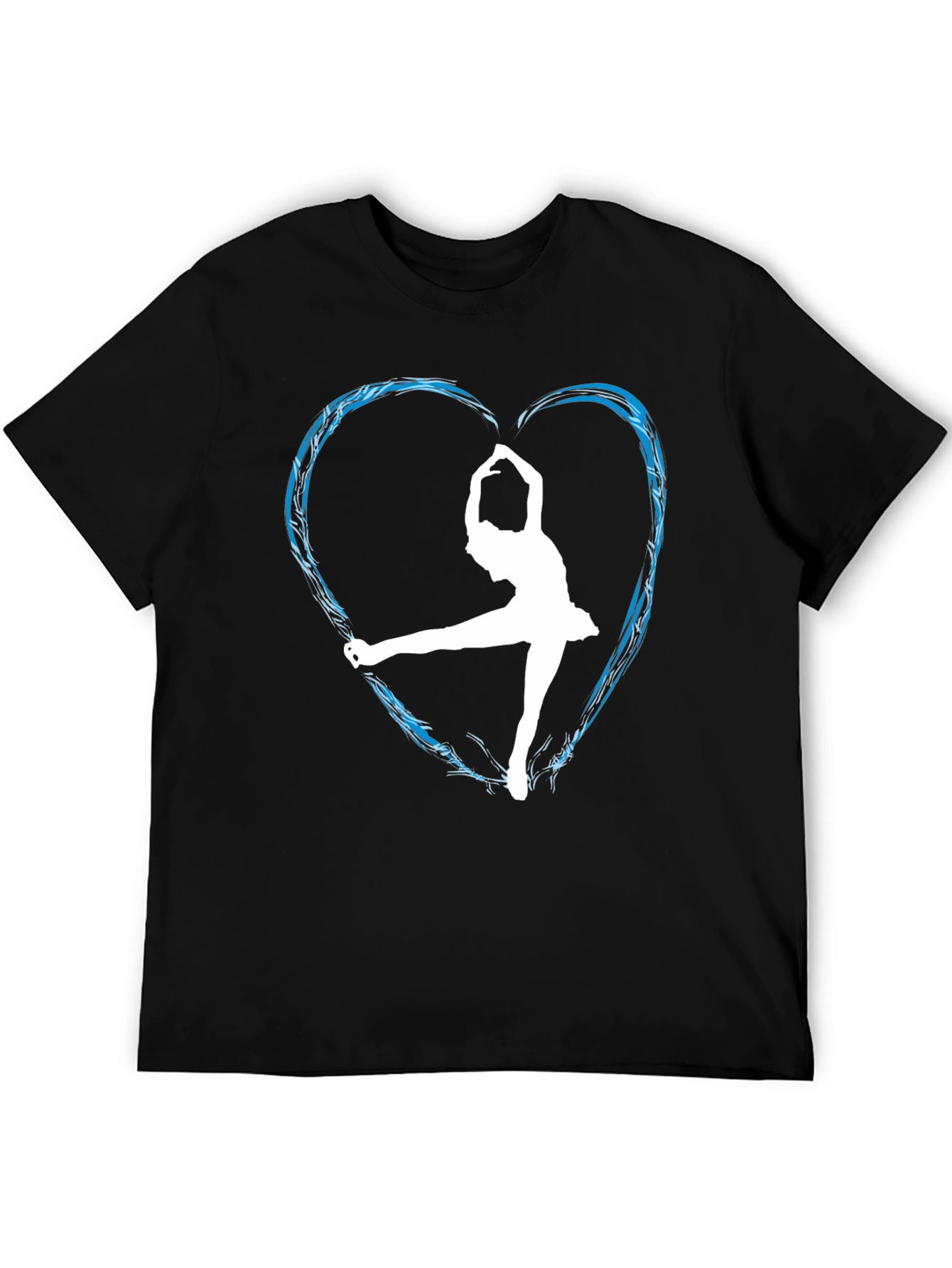 Ice Skating Heart Graphic Tee - Black Unisex Shirt