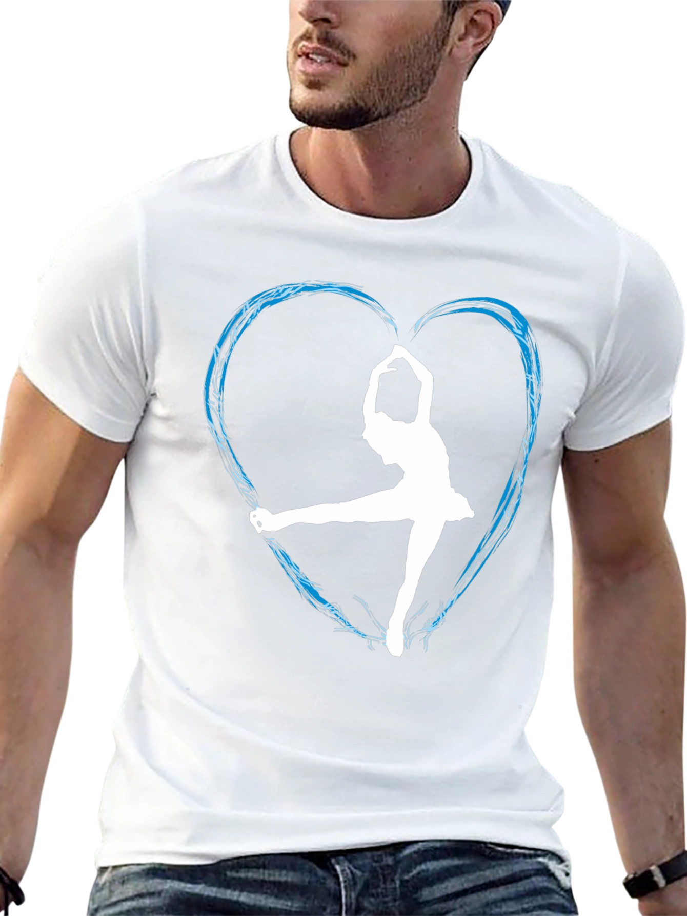 Ice Skating Heart Graphic Tee - Black Unisex Shirt