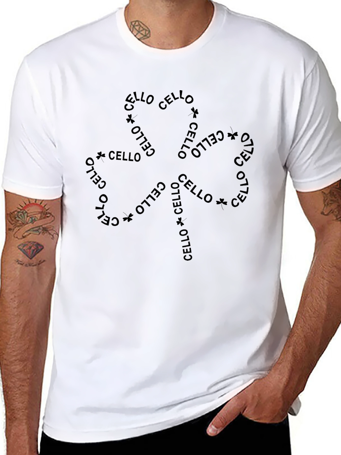 Cello Word Art Shamrock T-Shirt