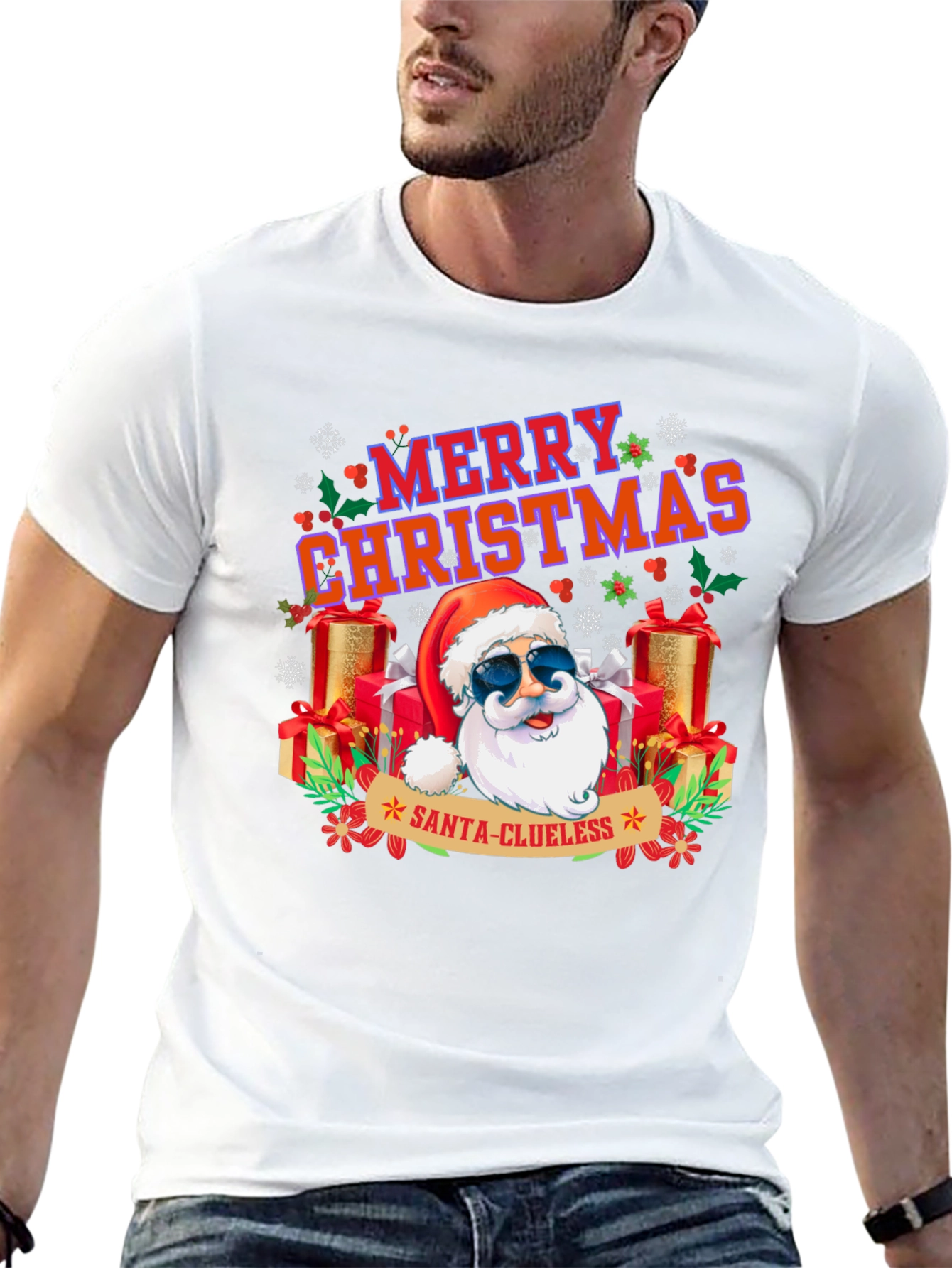 Santa-Clueless Christmas Graphic Tee