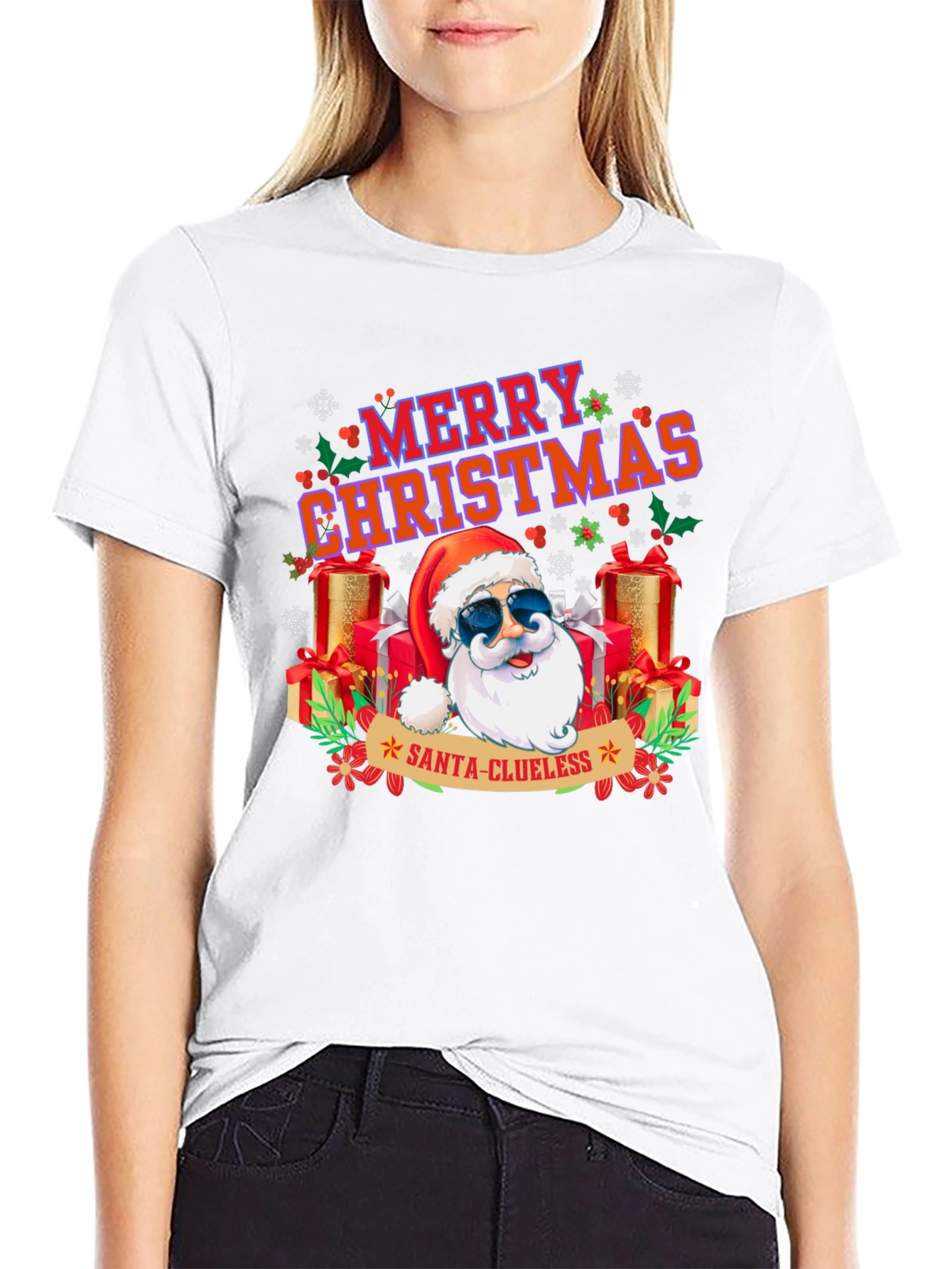Santa-Clueless Christmas Graphic Tee