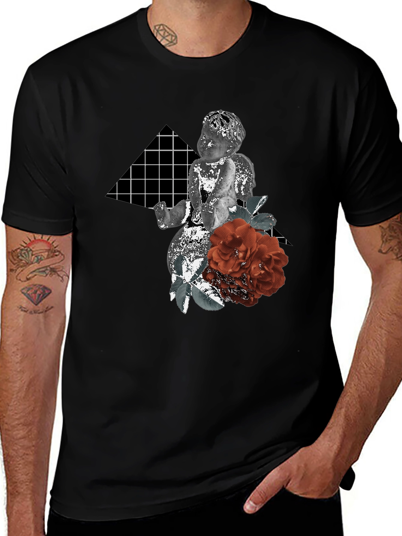 Cherub & Roses Graphic Print T-Shirt