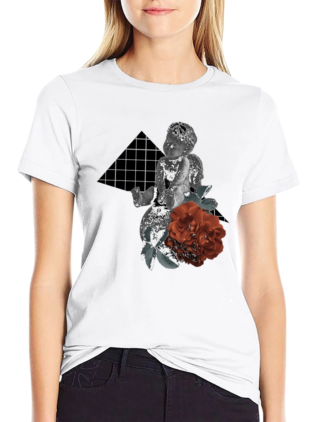 Cherub & Roses Graphic Print T-Shirt