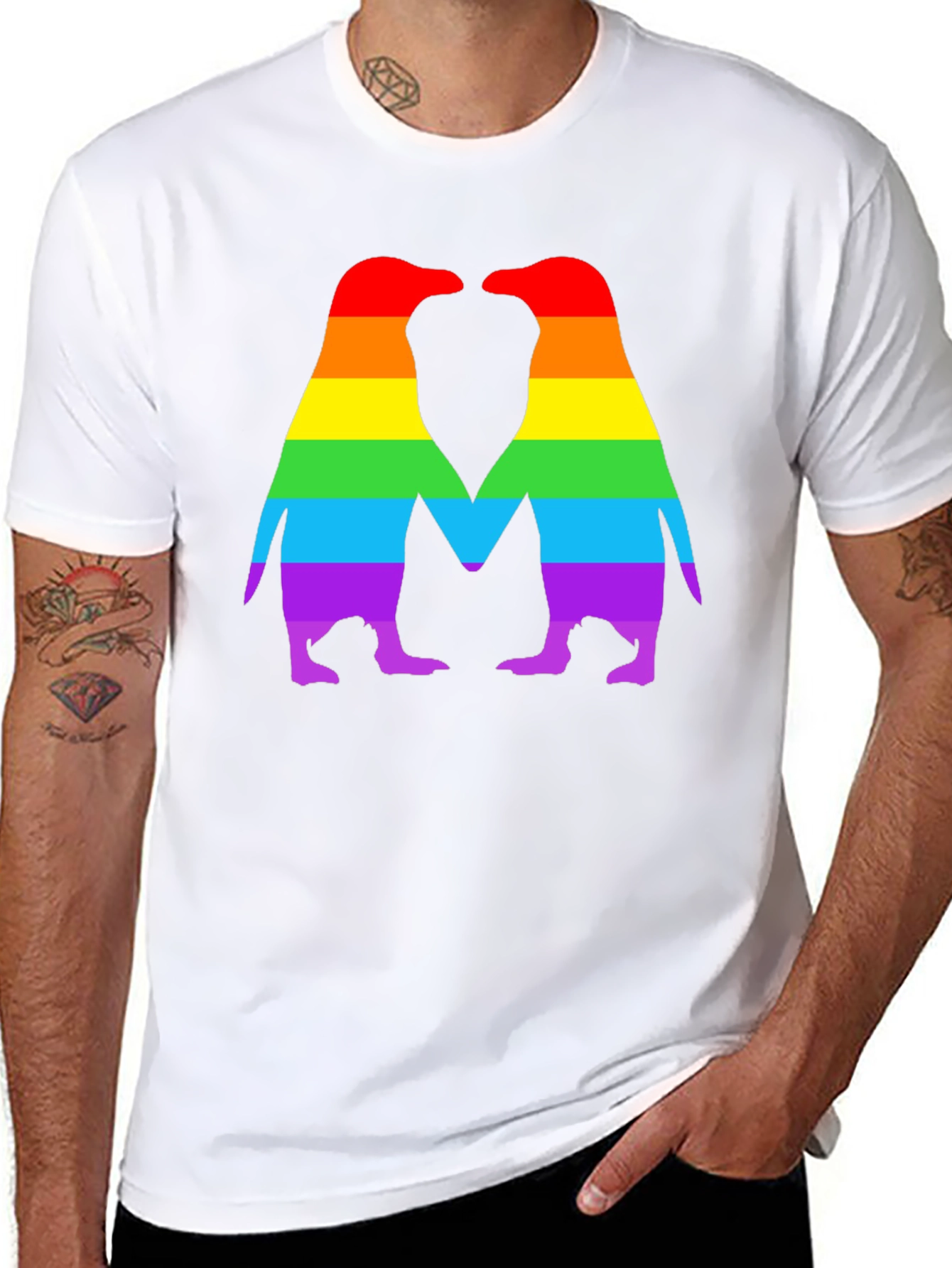 Rainbow Penguin Love T-Shirt - Pride Apparel