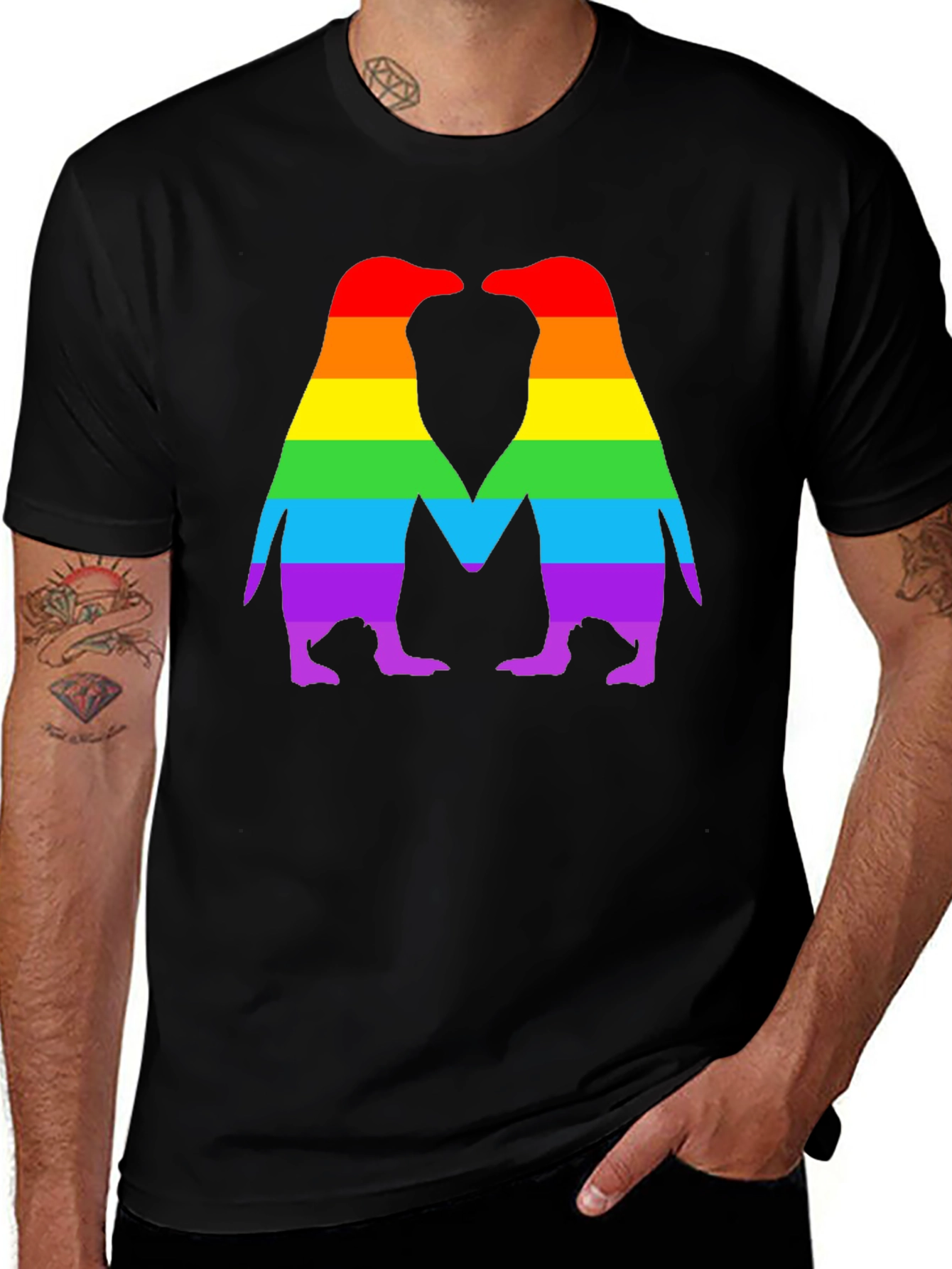 Rainbow Penguin Love T-Shirt - Pride Apparel