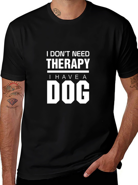 Dog Therapy Graphic Tee - Black Cotton T-Shirt