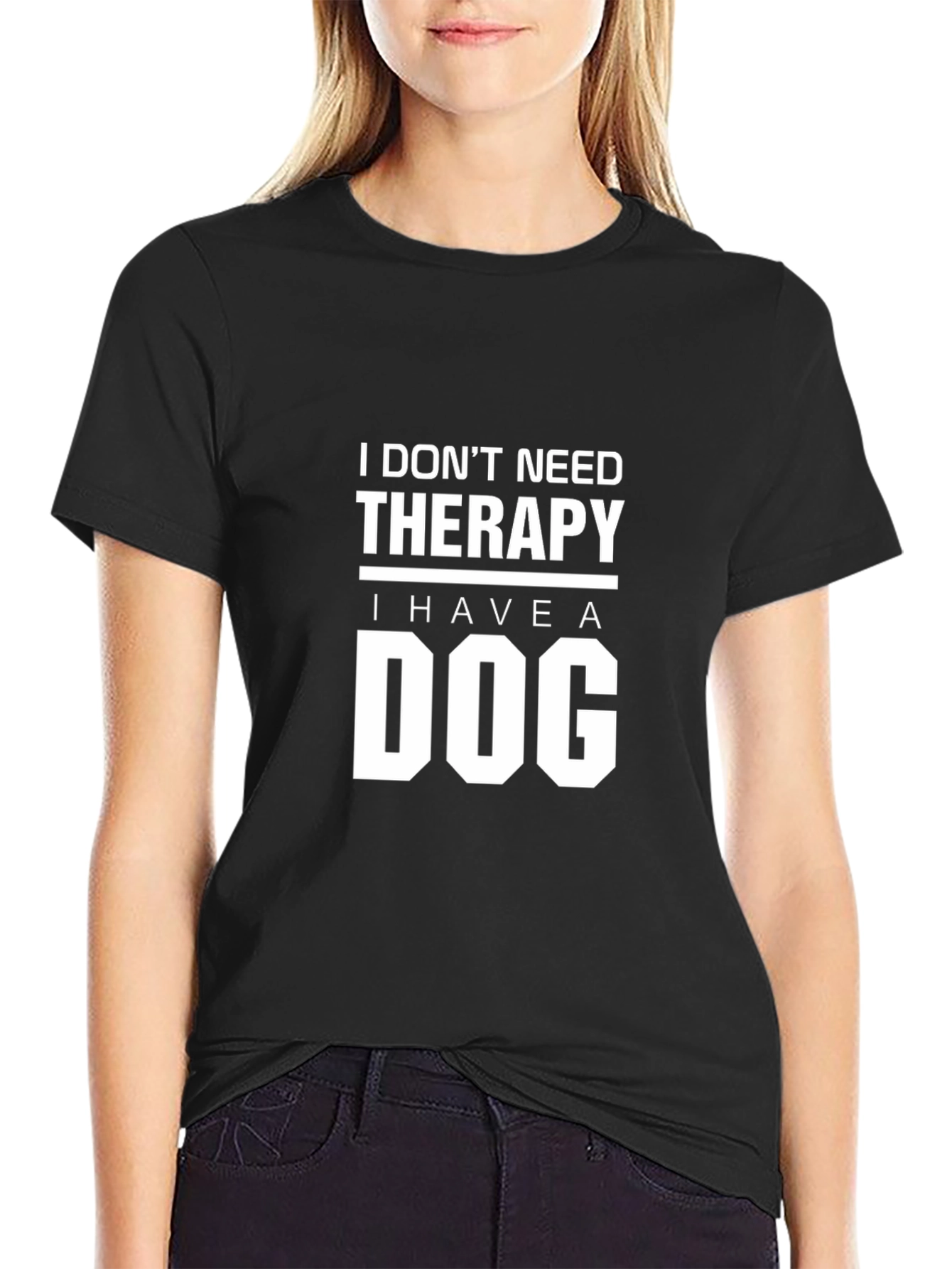 Dog Therapy Graphic Tee - Black Cotton T-Shirt