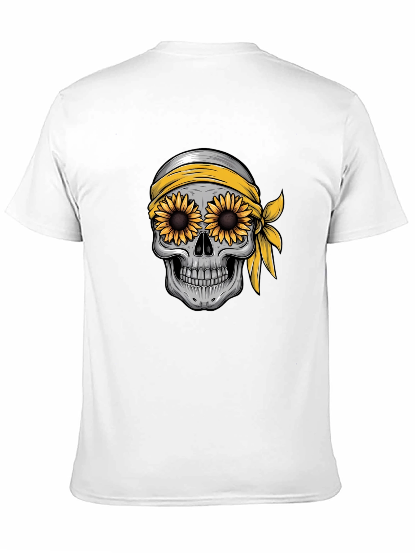 Skull Sunflower Graphic Tee - Black Cotton