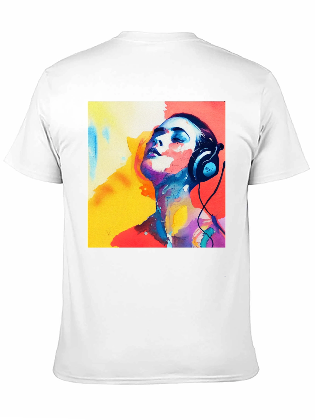 Abstract Art Woman with Headphones Graphic Tee
