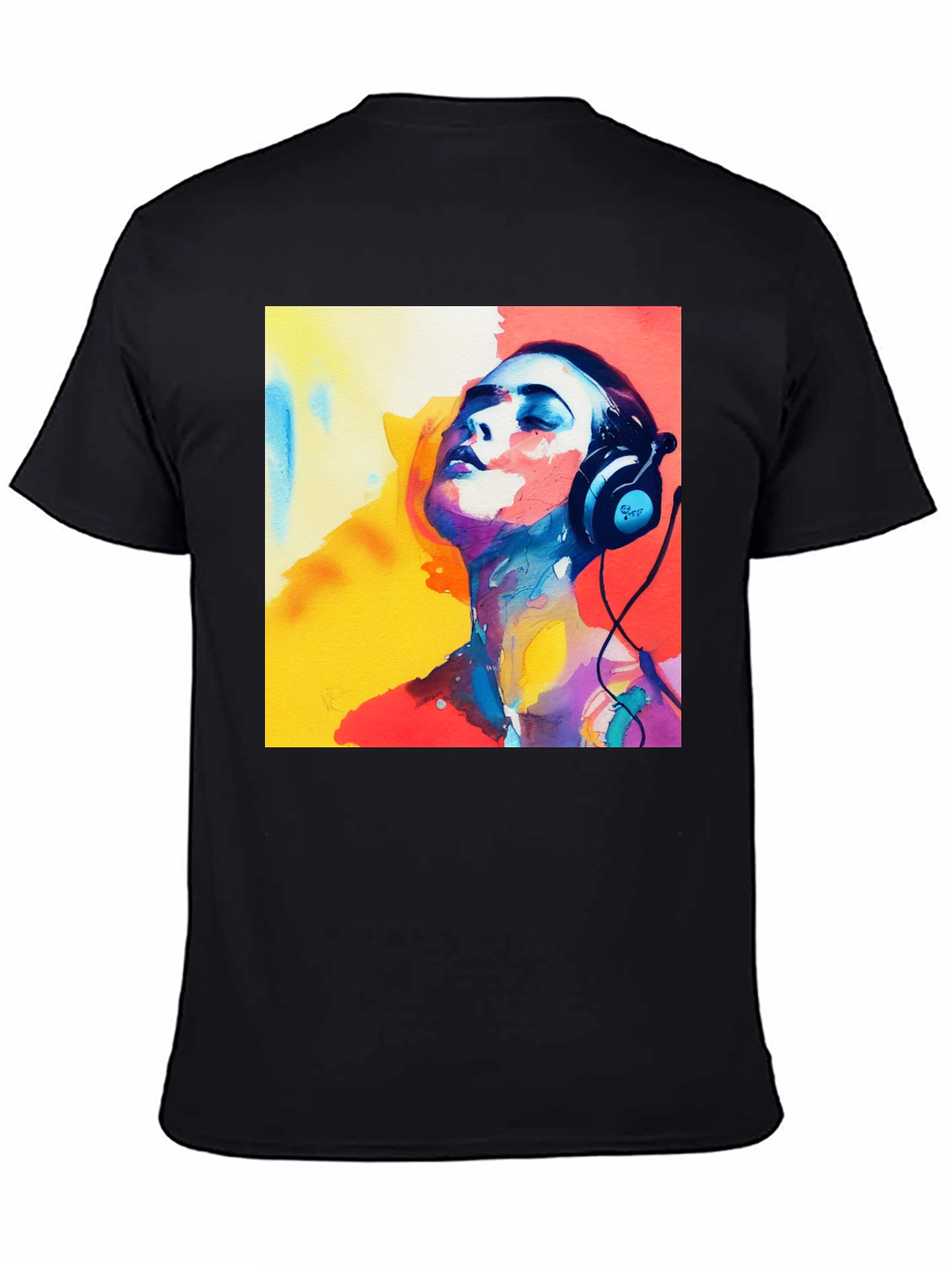 Abstract Art Woman with Headphones Graphic Tee