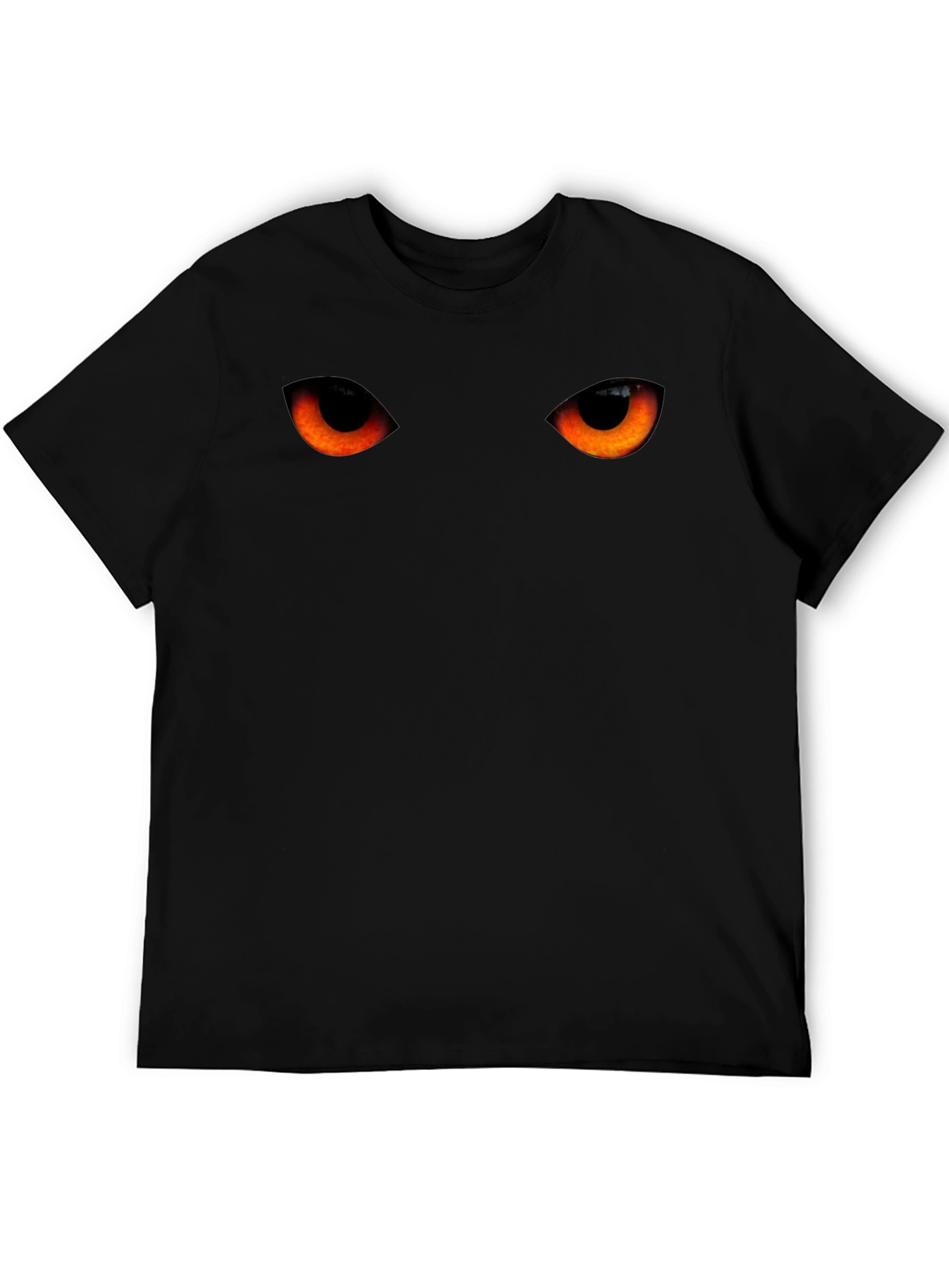 Mens Black T-Shirt with Glowing Eyes Graphic