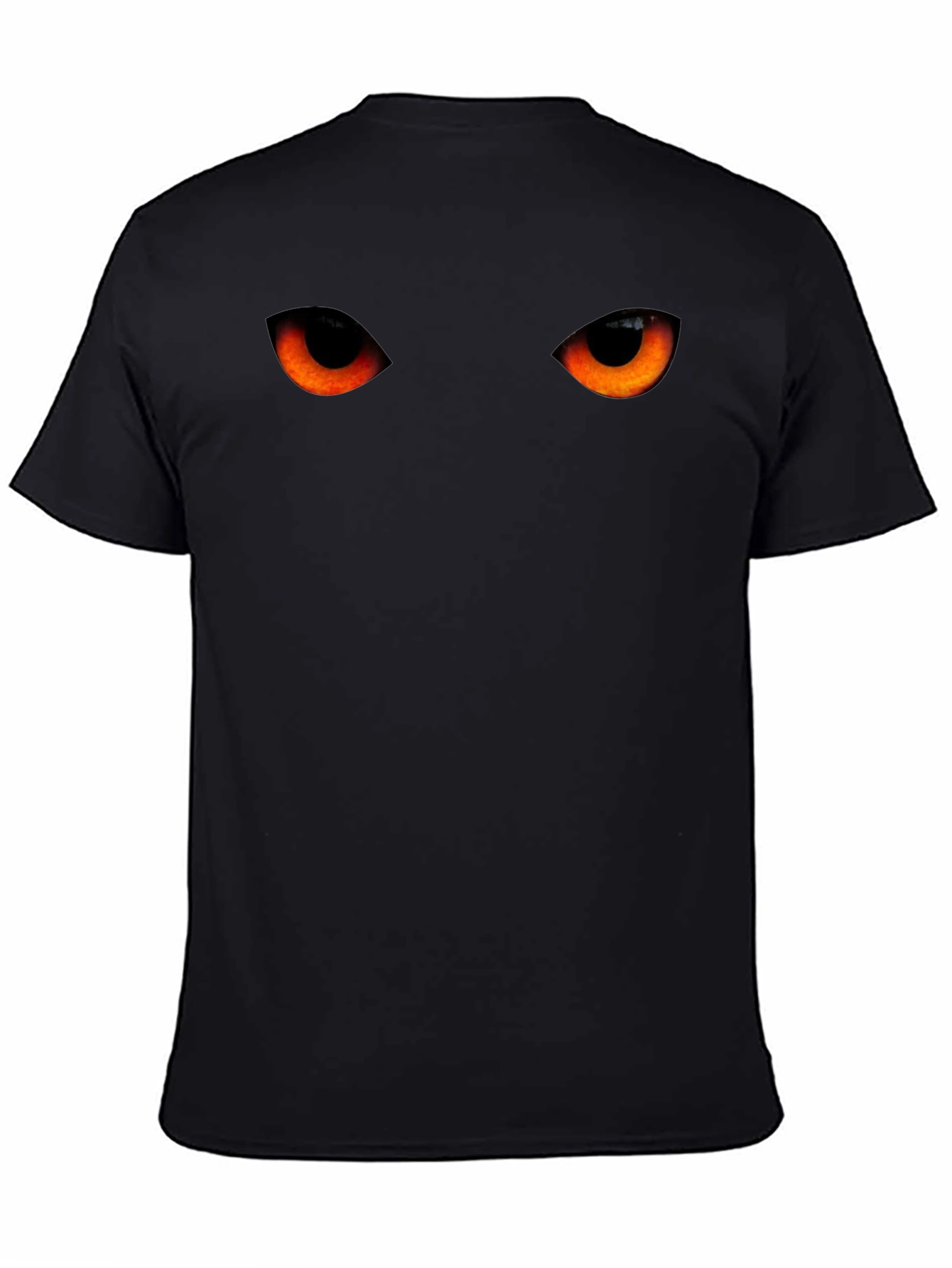 Mens Black T-Shirt with Glowing Eyes Graphic