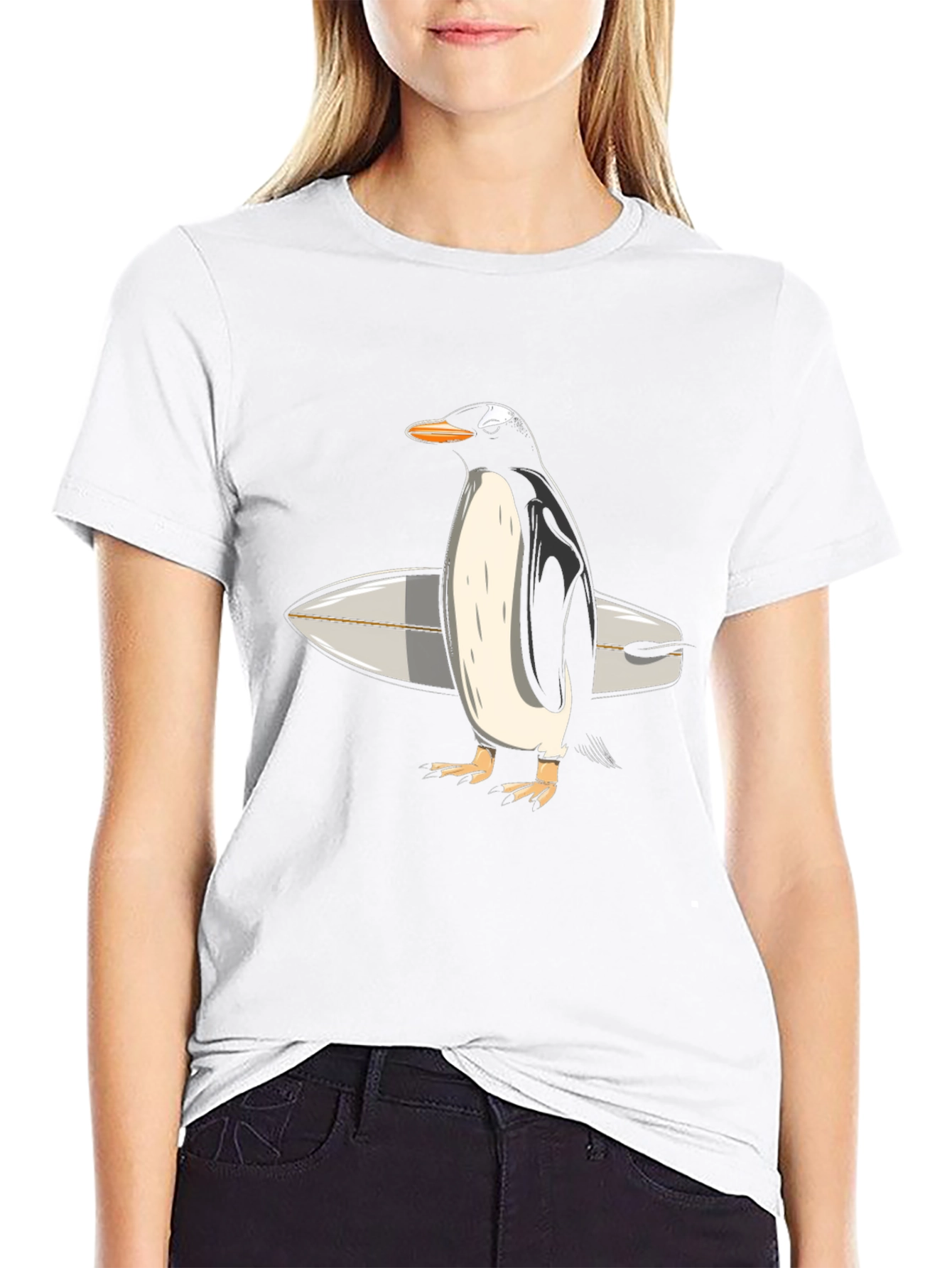 Penguin Surfer Graphic Tee - Cool Animal T-Shirt