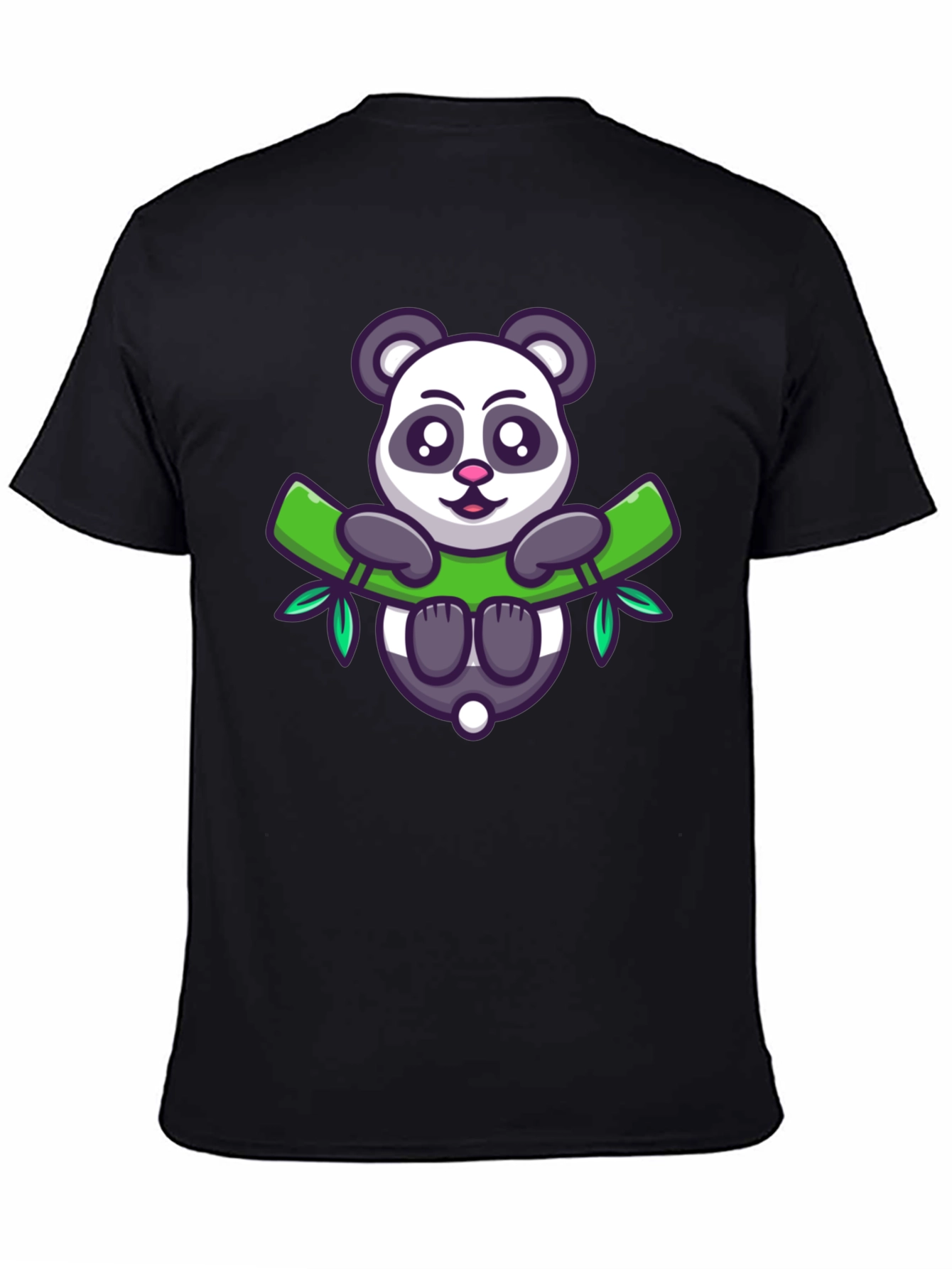 Cute Panda Bear Bamboo T-Shirt - Mens Black Tee