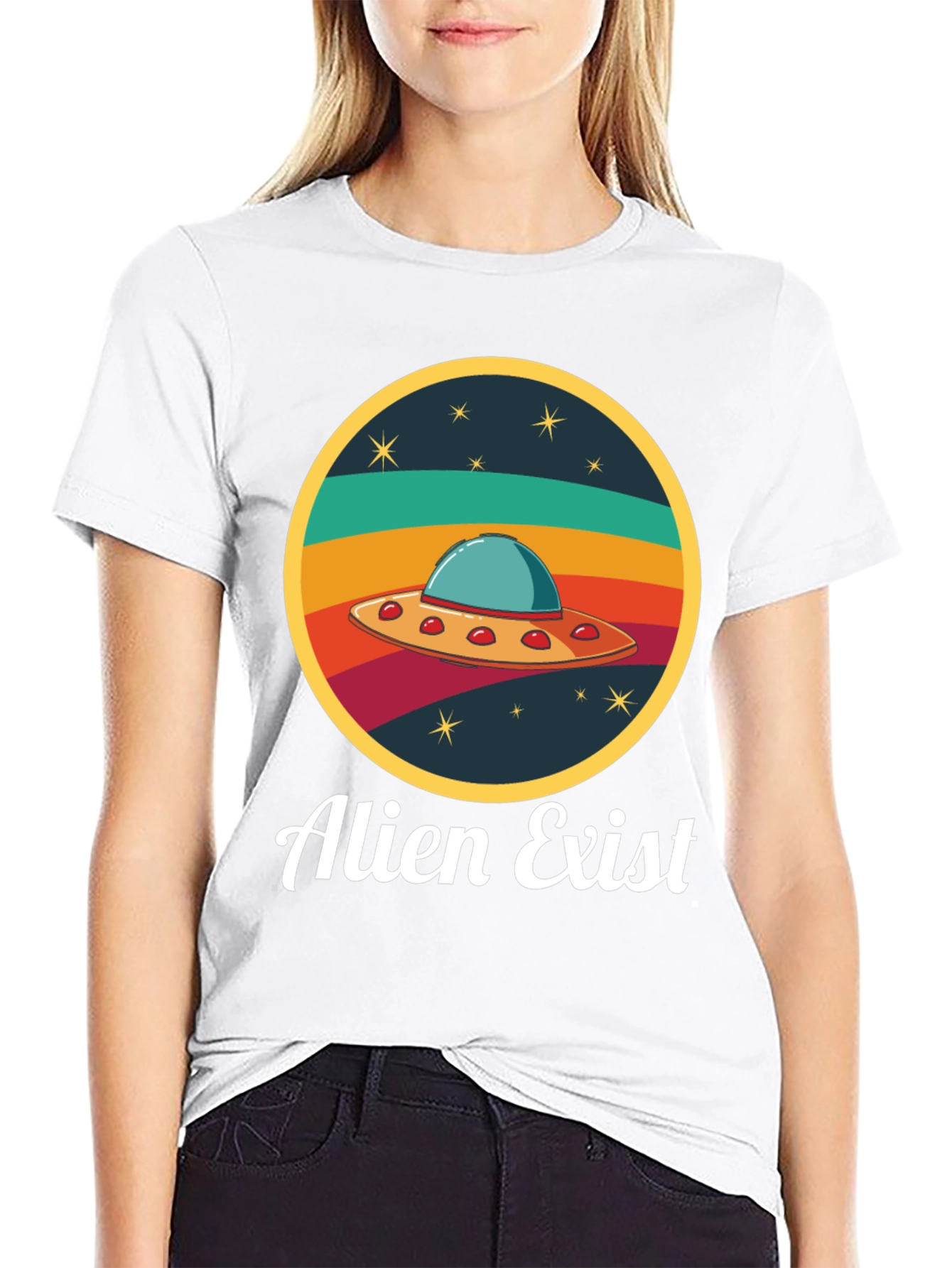 Alien Exist T-Shirt UFO Graphic Tee