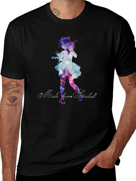 Galaxy Girl Graphic Tee - Stylish Black T-Shirt