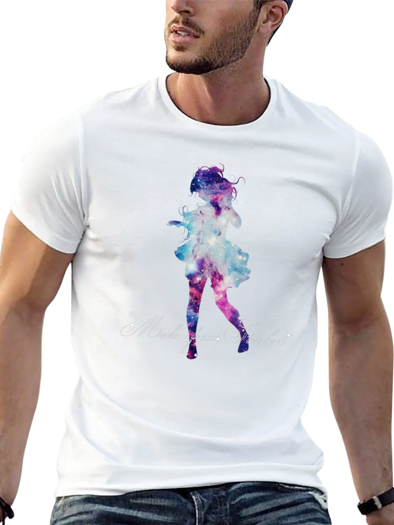 Galaxy Girl Graphic Tee - Stylish Black T-Shirt