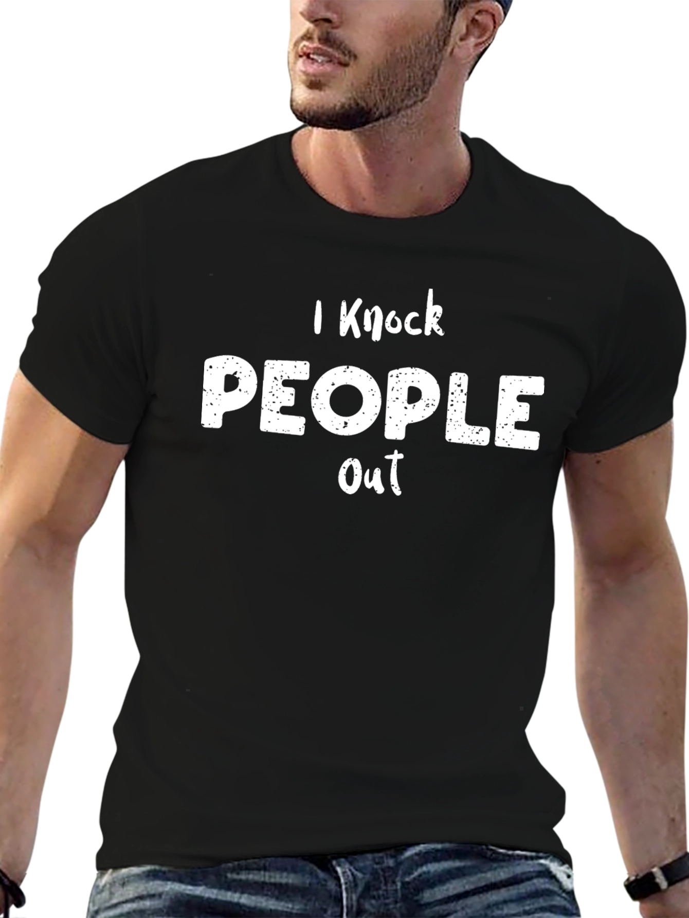 I Knock People Out Black T-Shirt