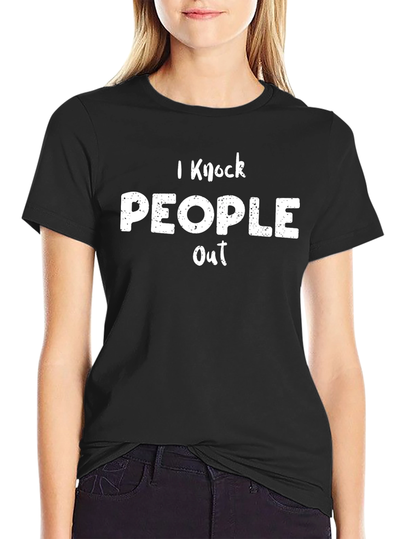 I Knock People Out Black T-Shirt