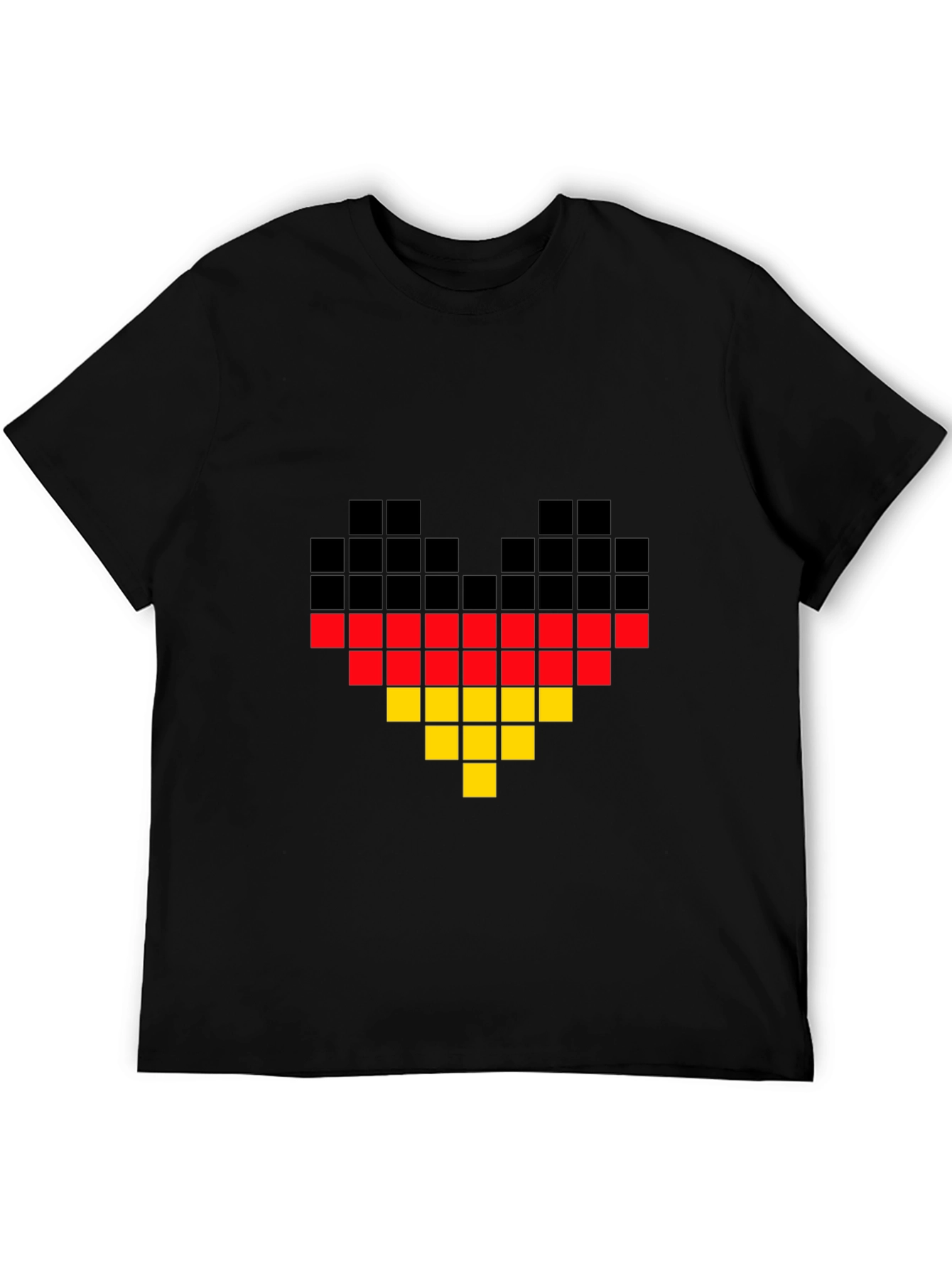 Pixel Germany Flag Heart T-Shirt - Black