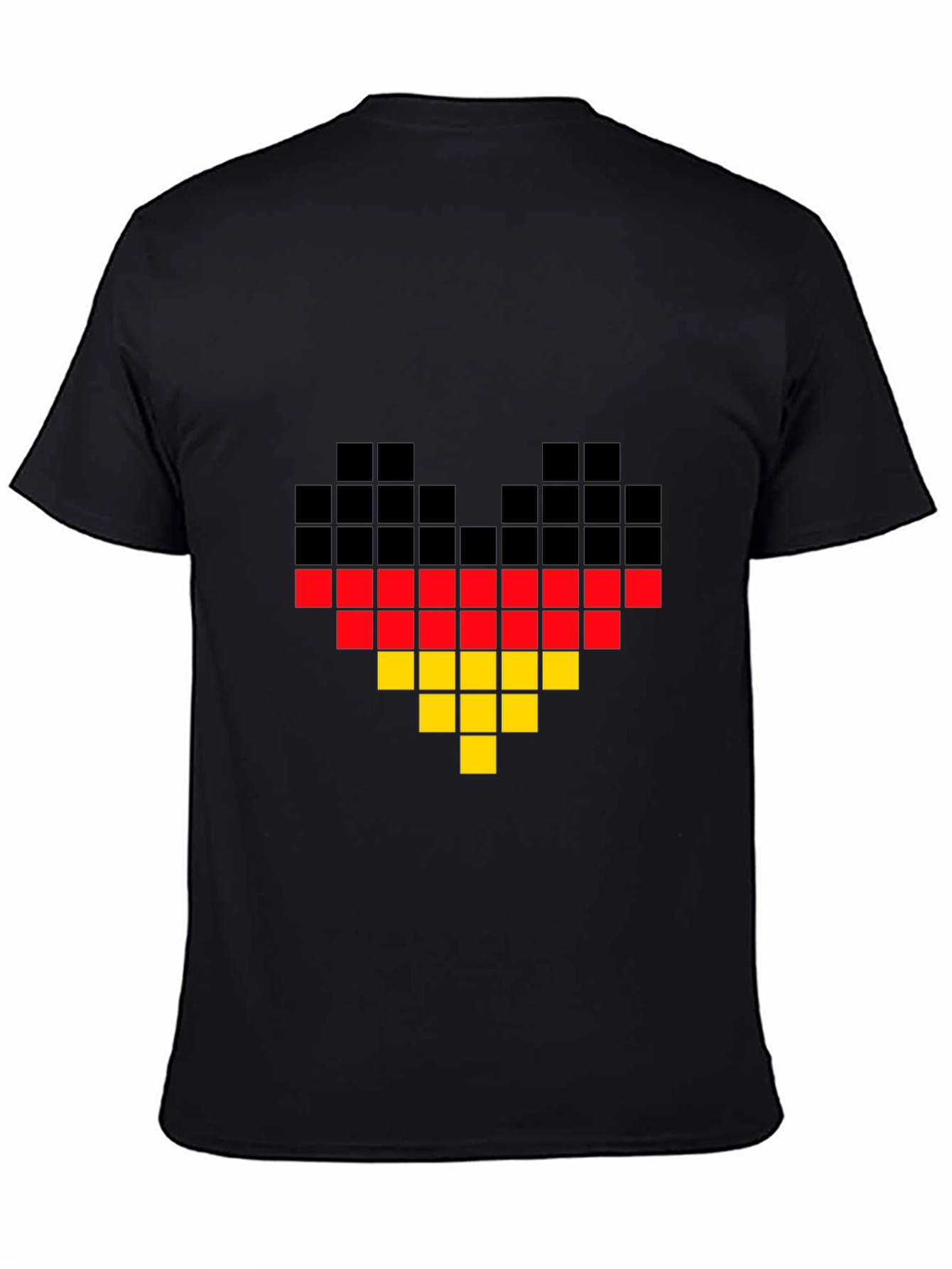 Pixel Germany Flag Heart T-Shirt - Black