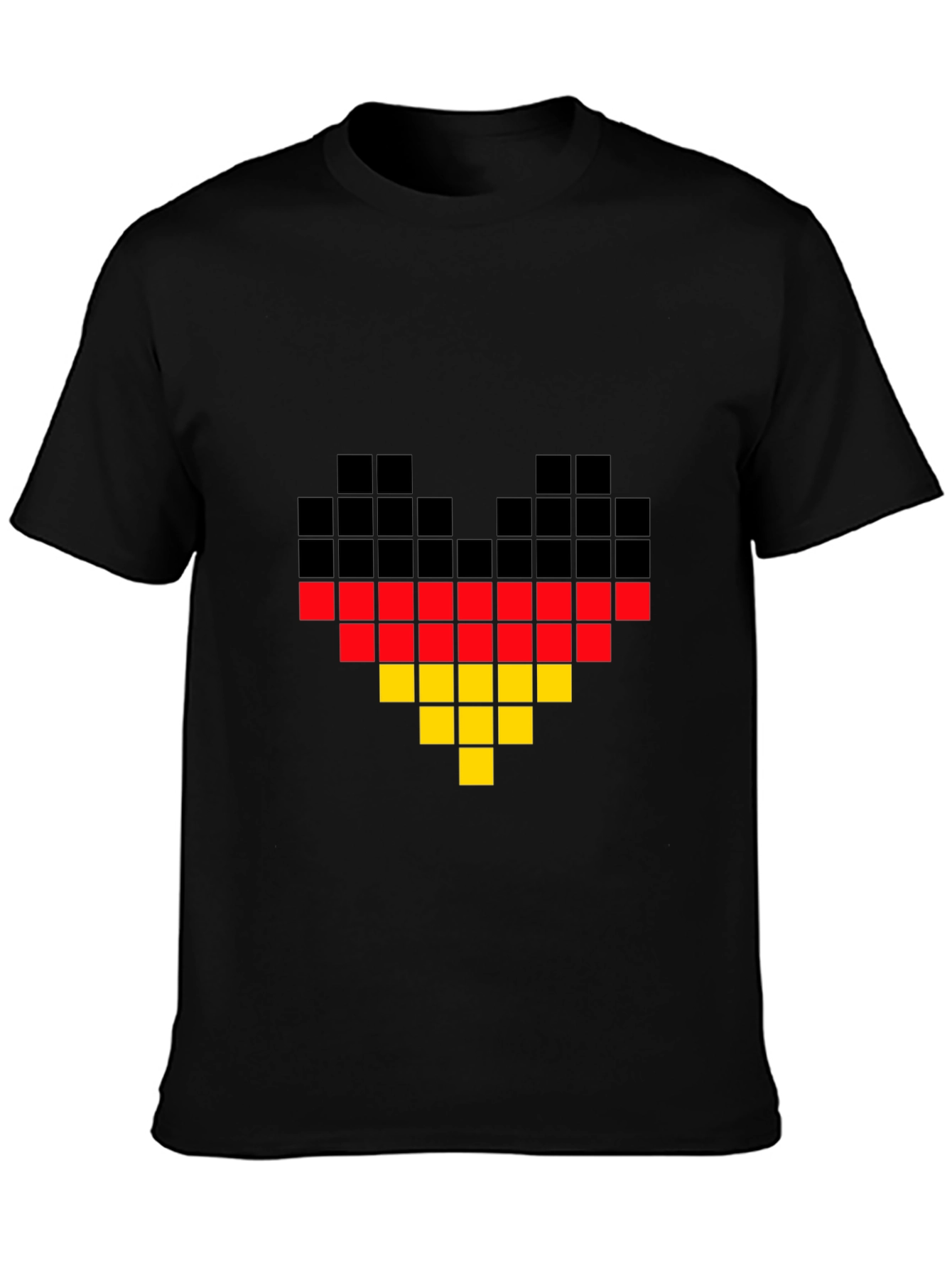 Pixel Germany Flag Heart T-Shirt - Black