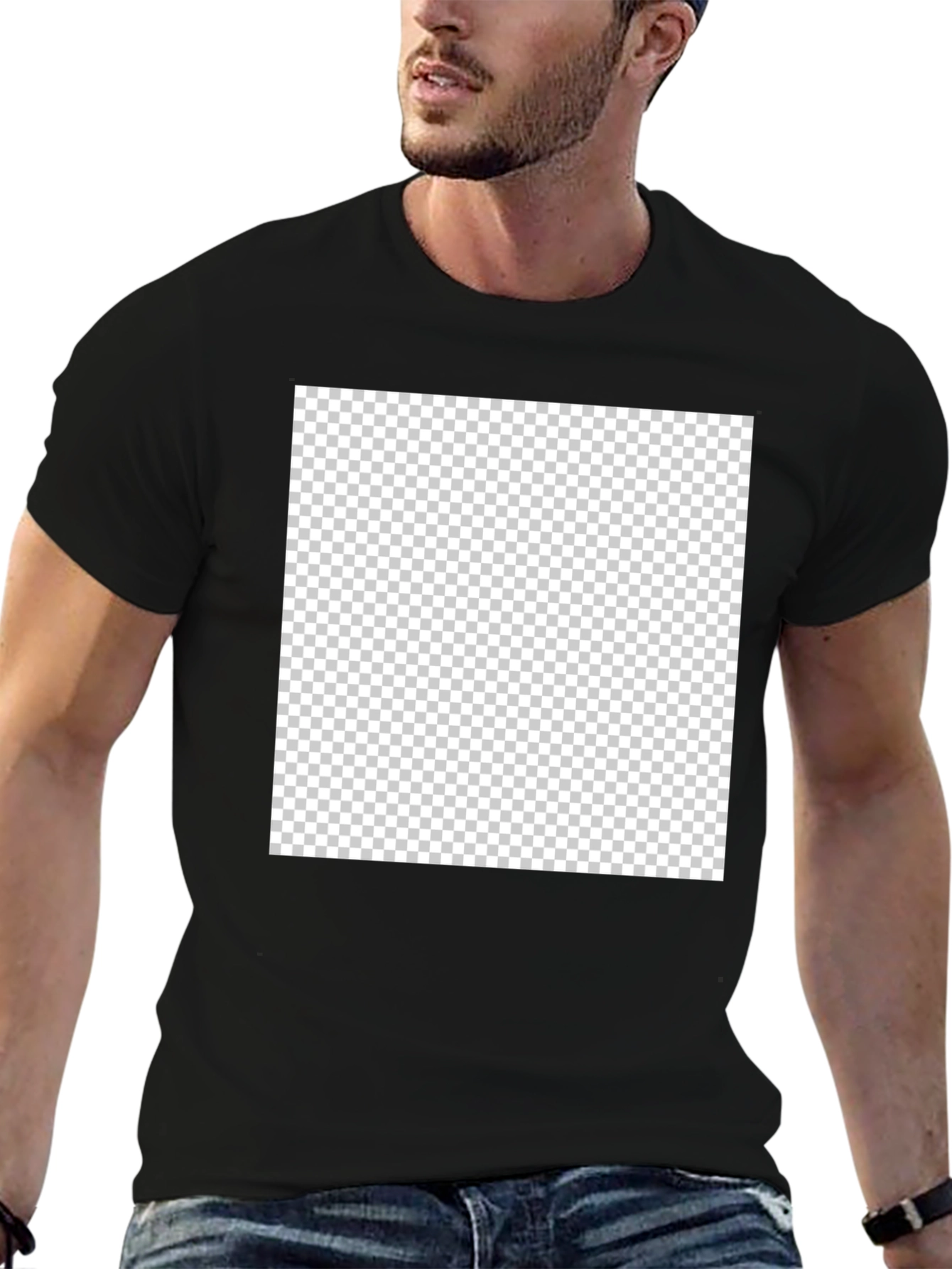 Blank Black Crew Neck T-Shirt - Customizable Design Ready