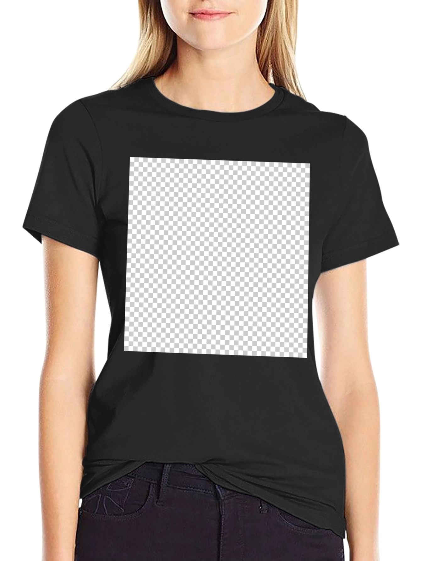 Blank Black Crew Neck T-Shirt - Customizable Design Ready