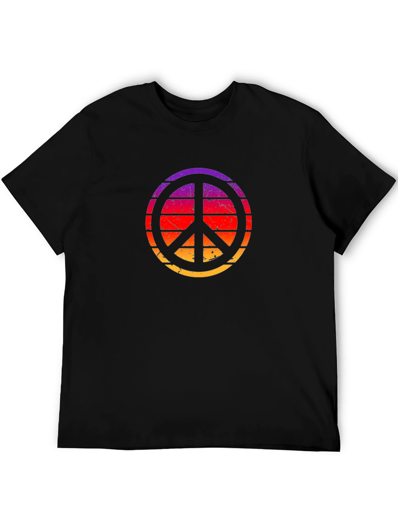 Retro Sunset Peace Sign Black T-Shirt