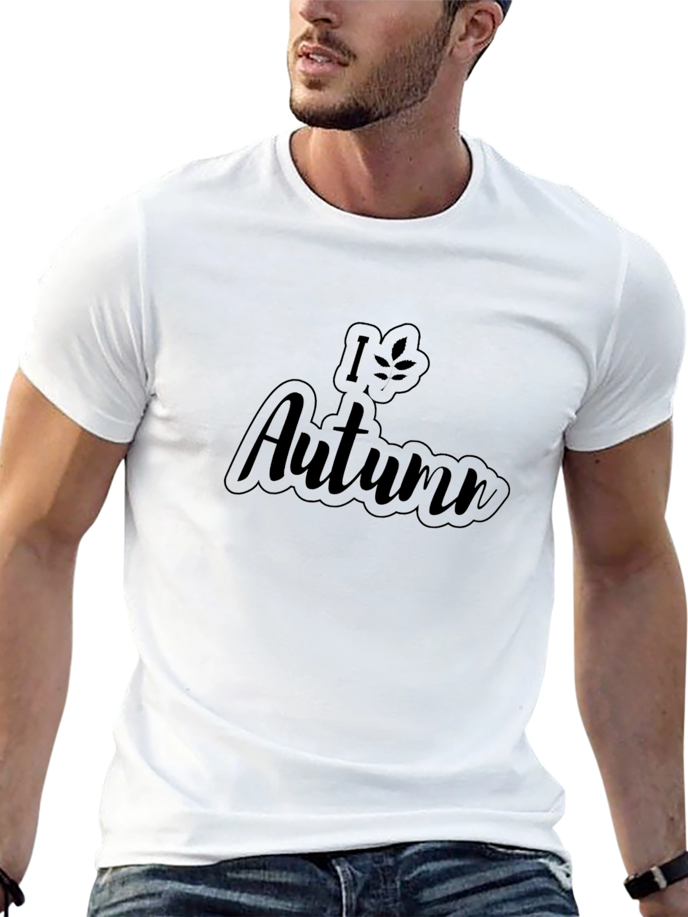 I Love Autumn Graphic T-Shirt - Black