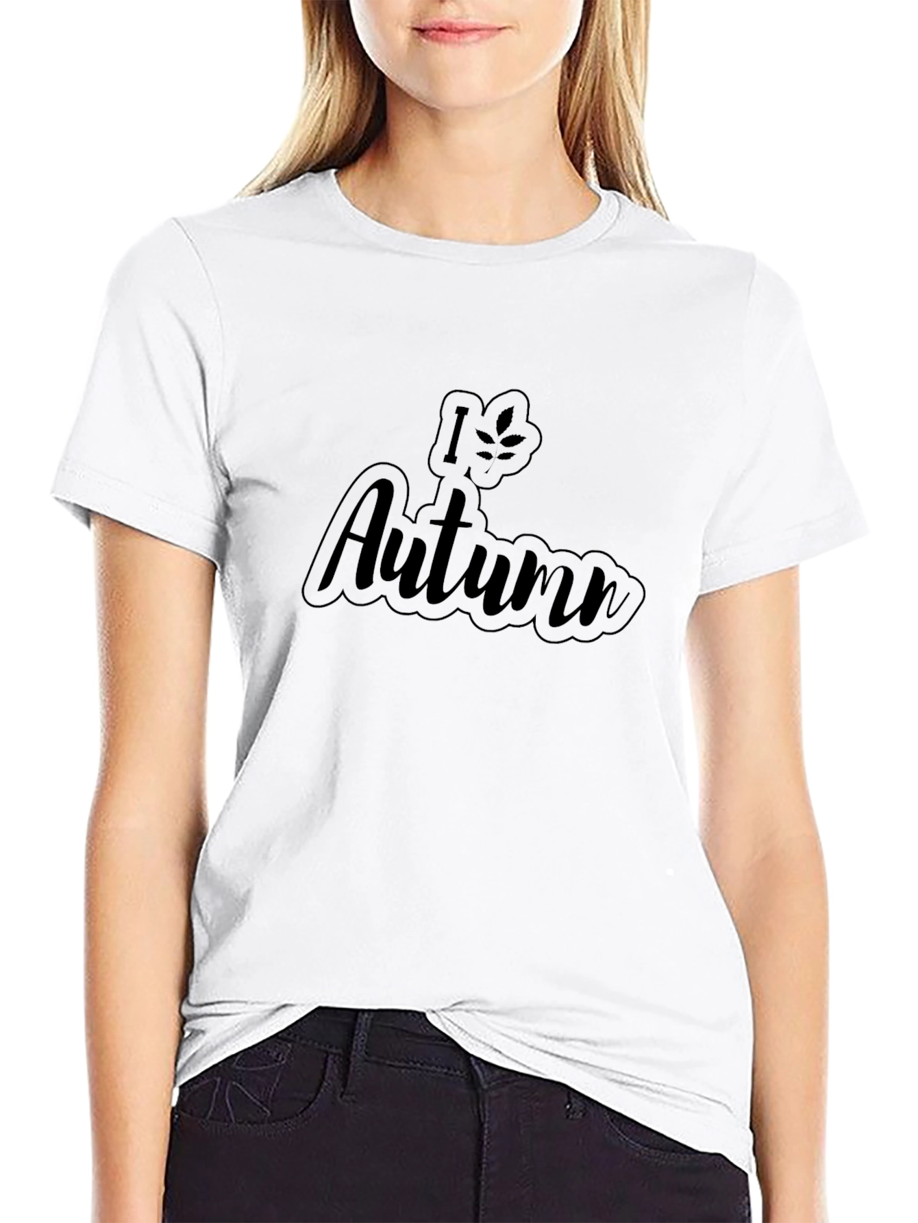 I Love Autumn Graphic T-Shirt - Black